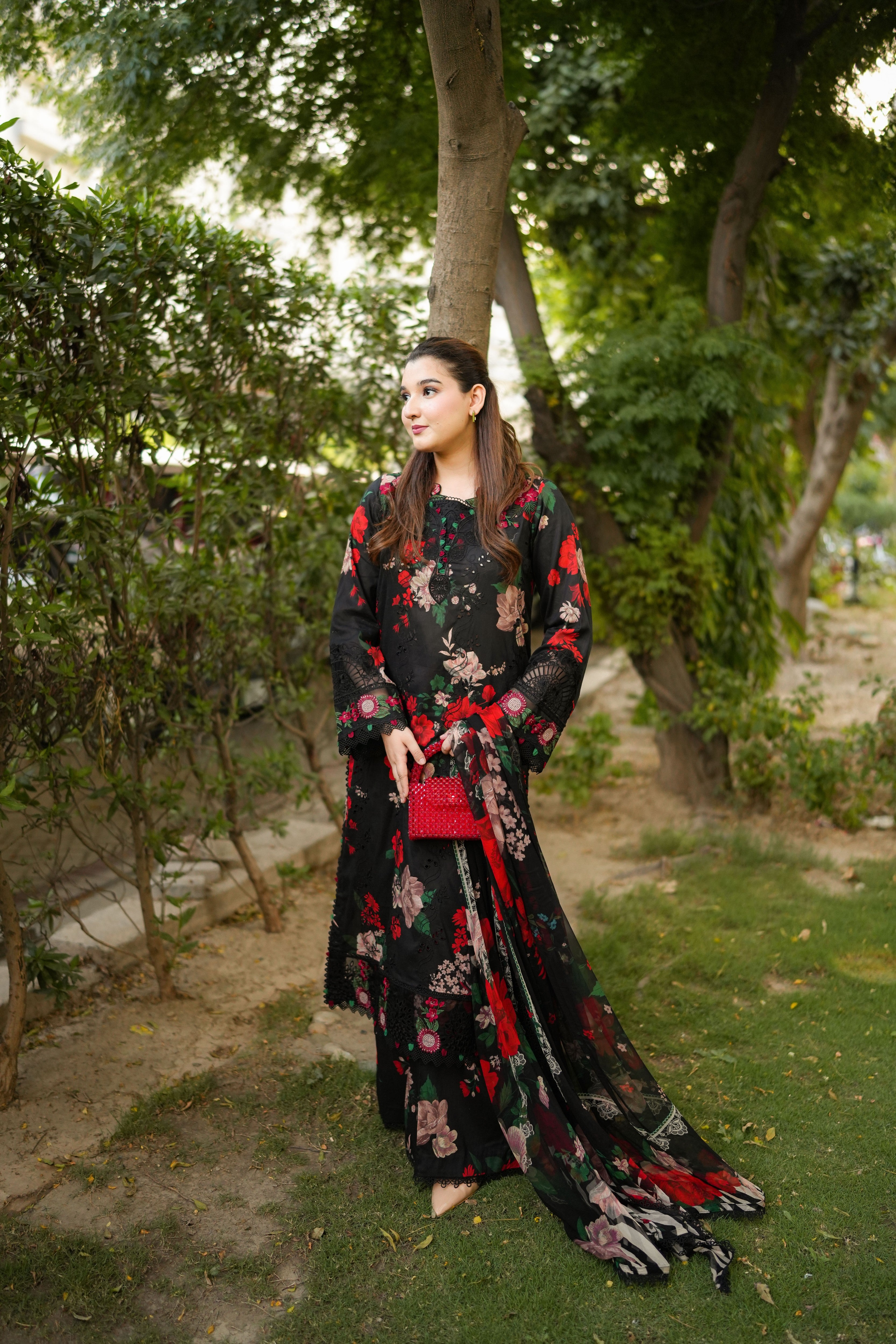 Rs 12500 Aneelas Stitched Lawn Print Emb 3pc Chiffon Duppata [SPR-26-47-A] [Dispatch Time 2.5 Months]