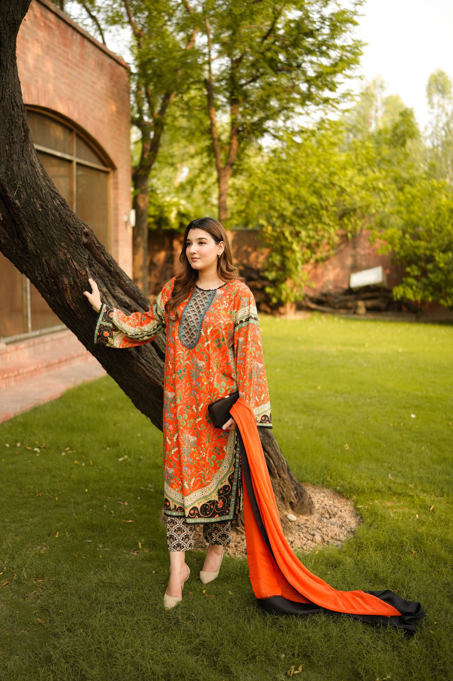 Rs 5500 Aneelas Stitched Print Lawn Kurta Trouser 2pc [SPR-26-29-A] [Dispatch Time 2.5 Months]
