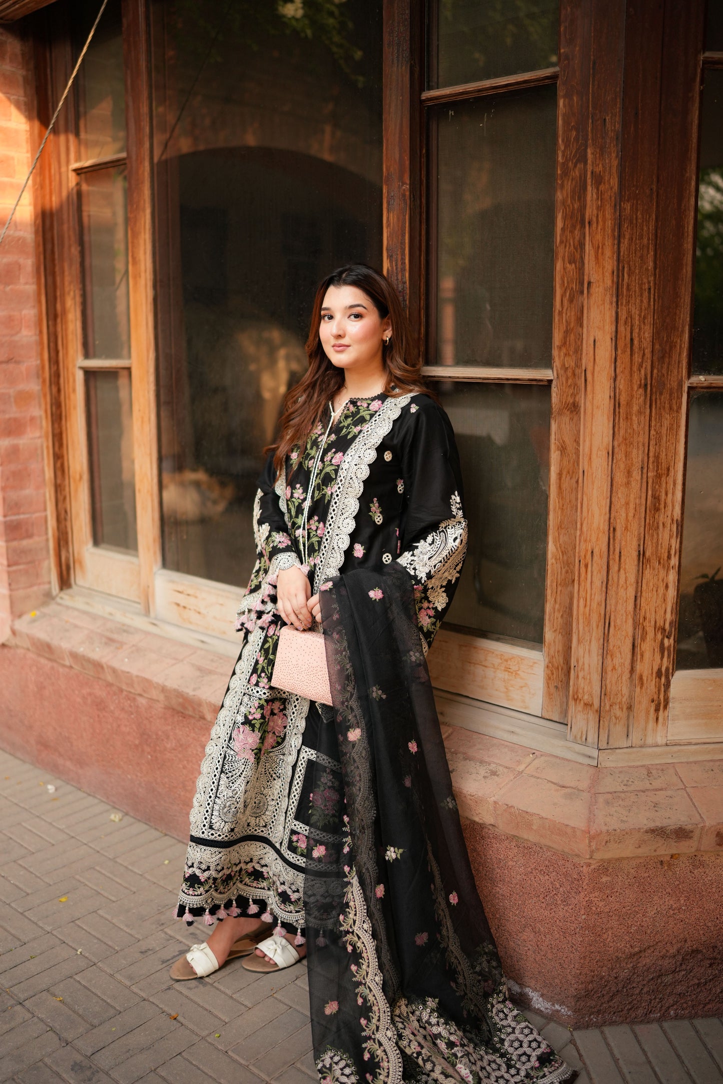 Rs 18000 Aneelas Stitched Luxury Lawn Emb 3pc Khadi Net Duppata [LUX-26-61] [Dispatch Time 2 Months]