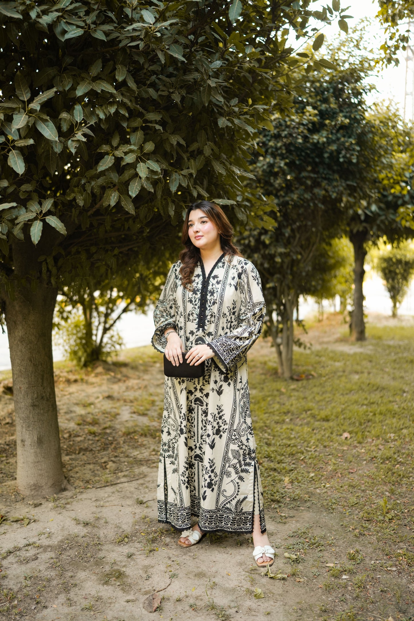 Rs 5500 Aneelas Stitched Print Kaftan 2pc [Base Shade Trouser] [SPR-26-63-A] [Dispatch Time 2 Months]