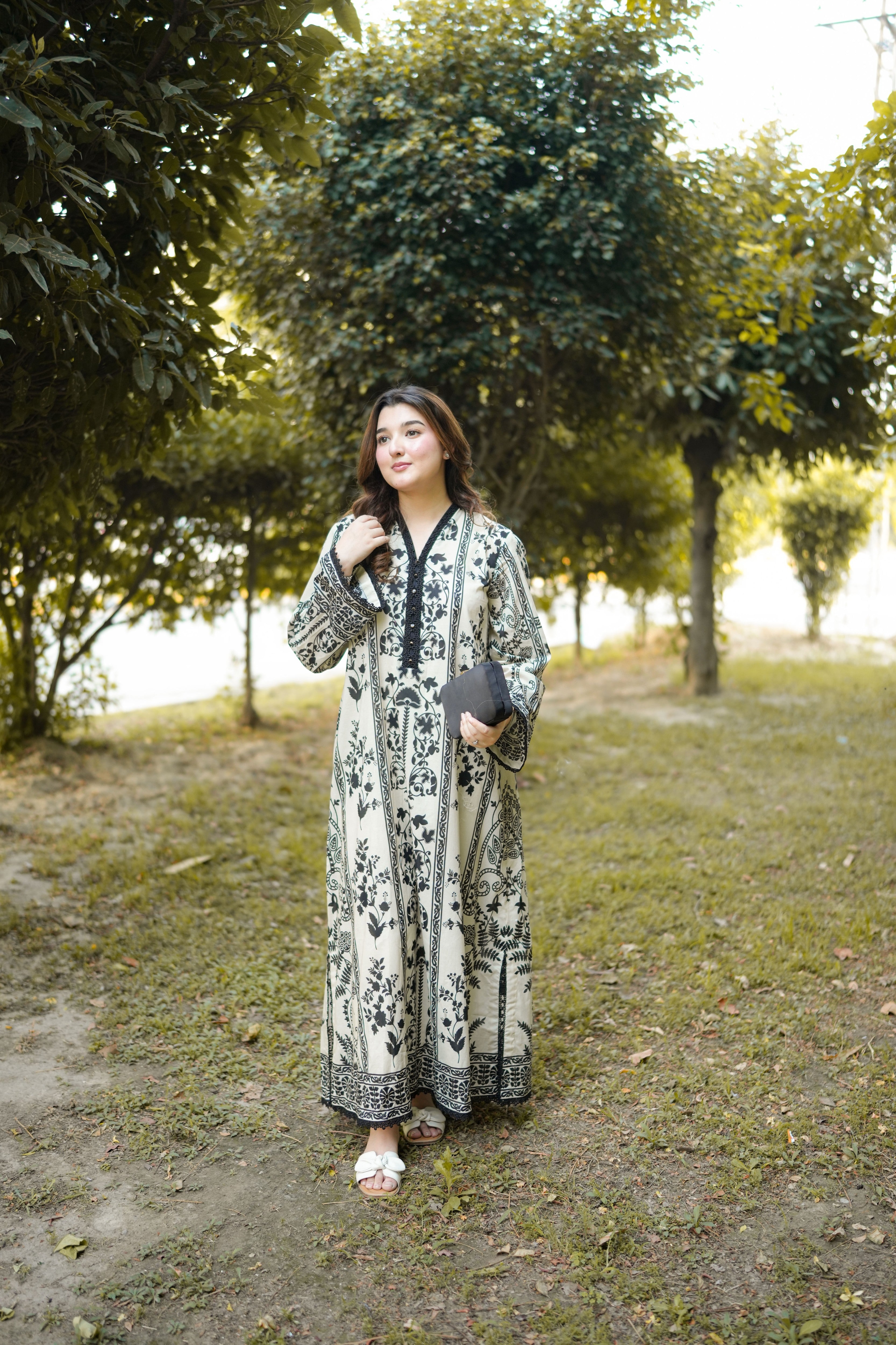 Rs 5500 Aneelas Stitched Print Kaftan 2pc [Base Shade Trouser] [SPR-26-63-A] [Dispatch Time 2 Months]