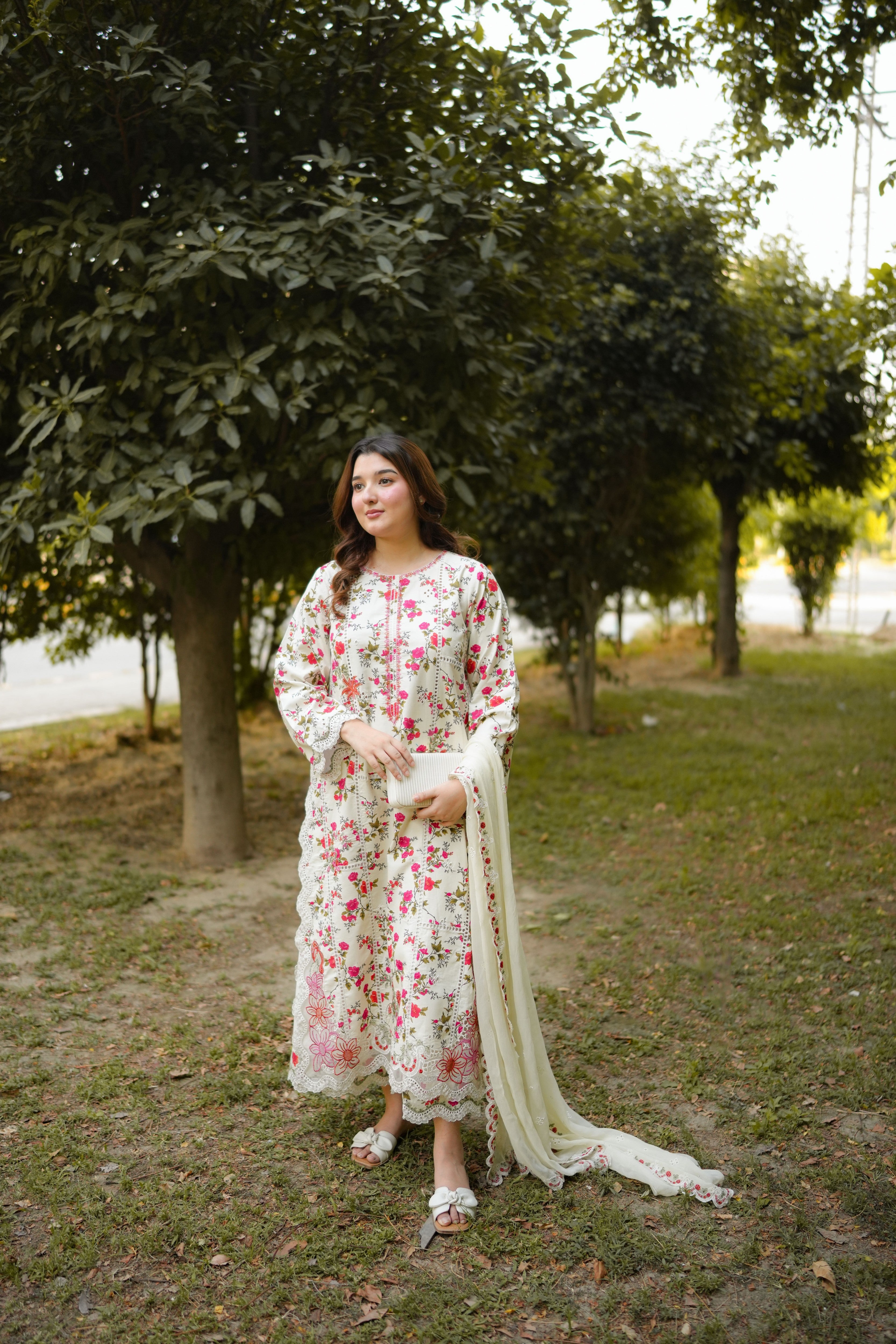 Rs 13800 Aneelas Stitched Print Emb 3pc Chiffon Duppata [SPR-26-64] [Dispatch Time 2 Months]