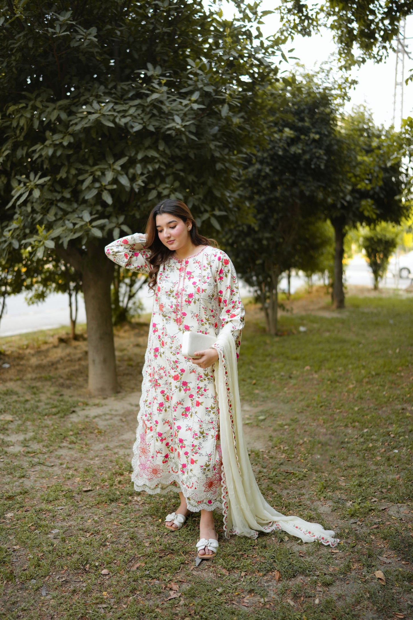 Rs 13800 Aneelas Stitched Print Emb 3pc Chiffon Duppata [SPR-26-64] [Dispatch Time 2 Months]