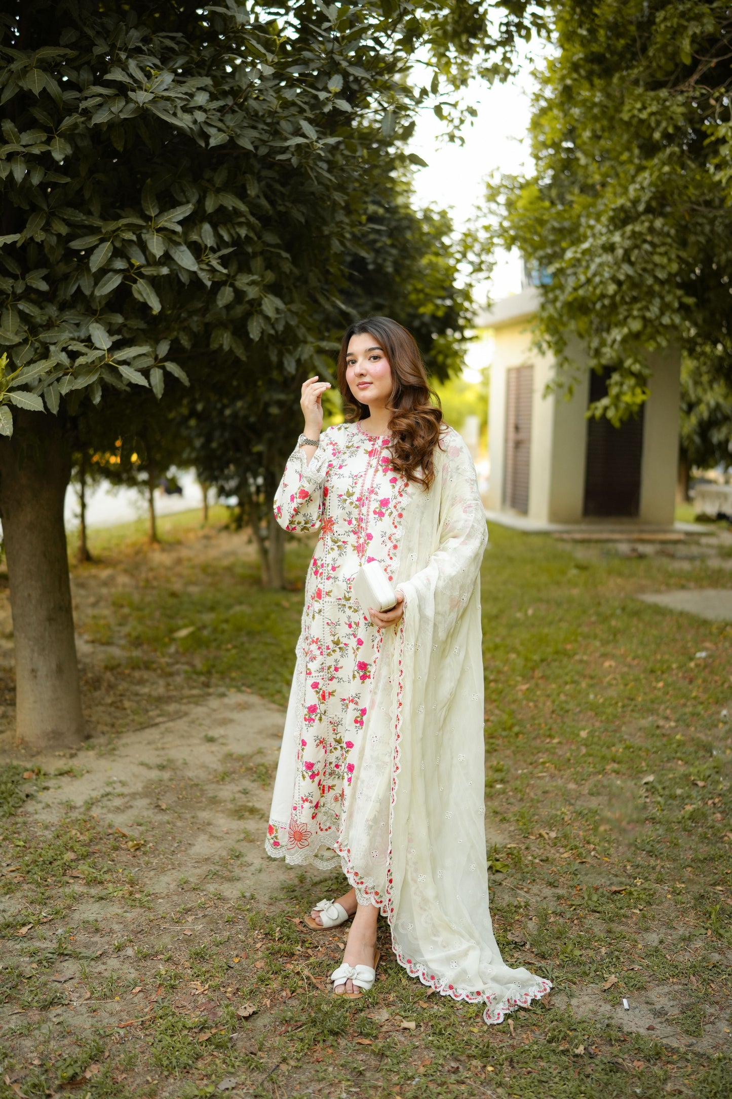 Rs 13800 Aneelas Stitched Print Emb 3pc Chiffon Duppata [SPR-26-64] [Dispatch Time 2 Months]