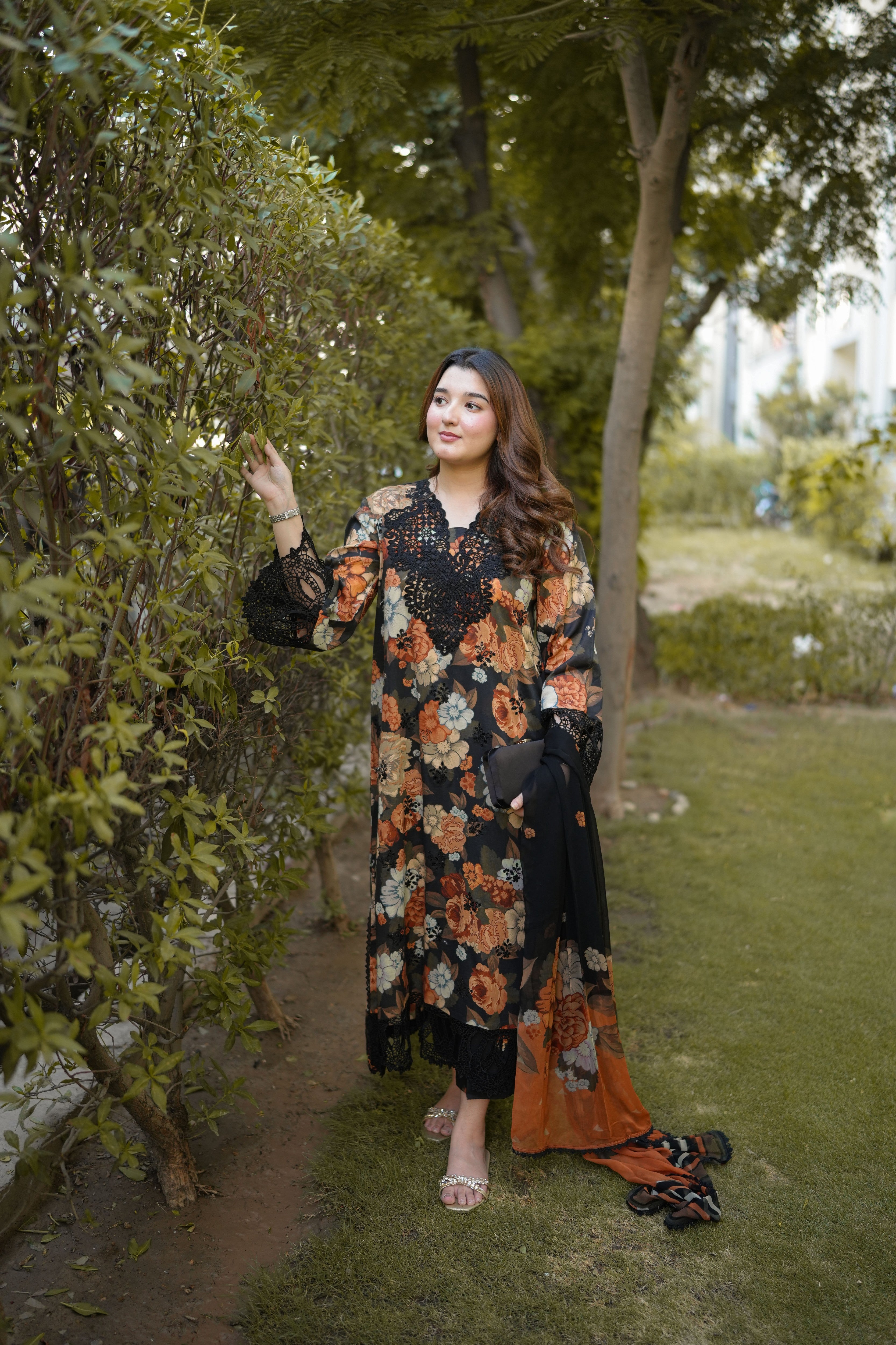 Rs 12000 Aneelas Stitched Lawn Print Emb 3pc Chiffon Duppata [SPR-26-65-A] [Dispatch Time 2 Months]