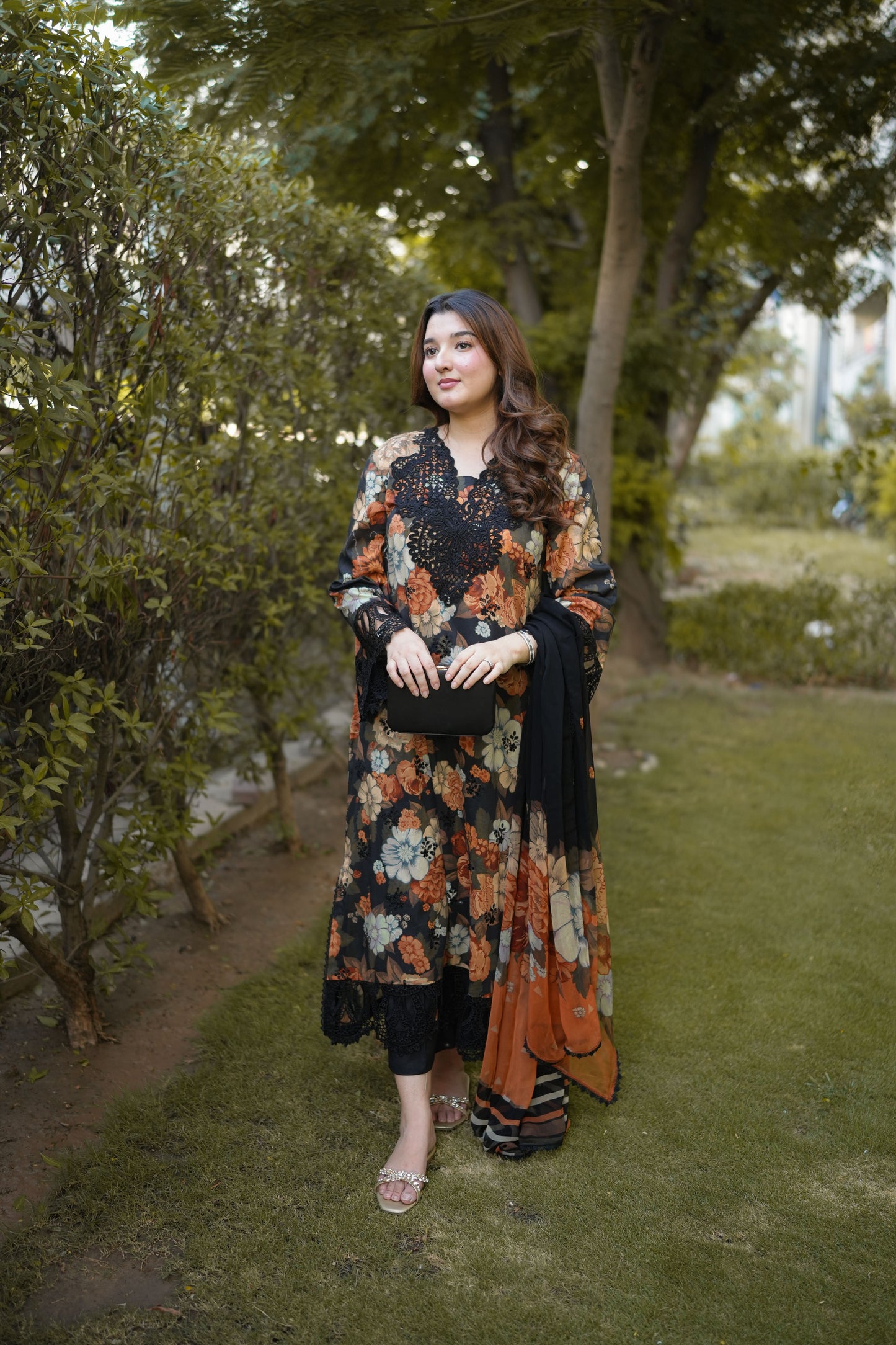 Rs 12000 Aneelas Stitched Lawn Print Emb 3pc Chiffon Duppata [SPR-26-65-A] [Dispatch Time 2 Months]