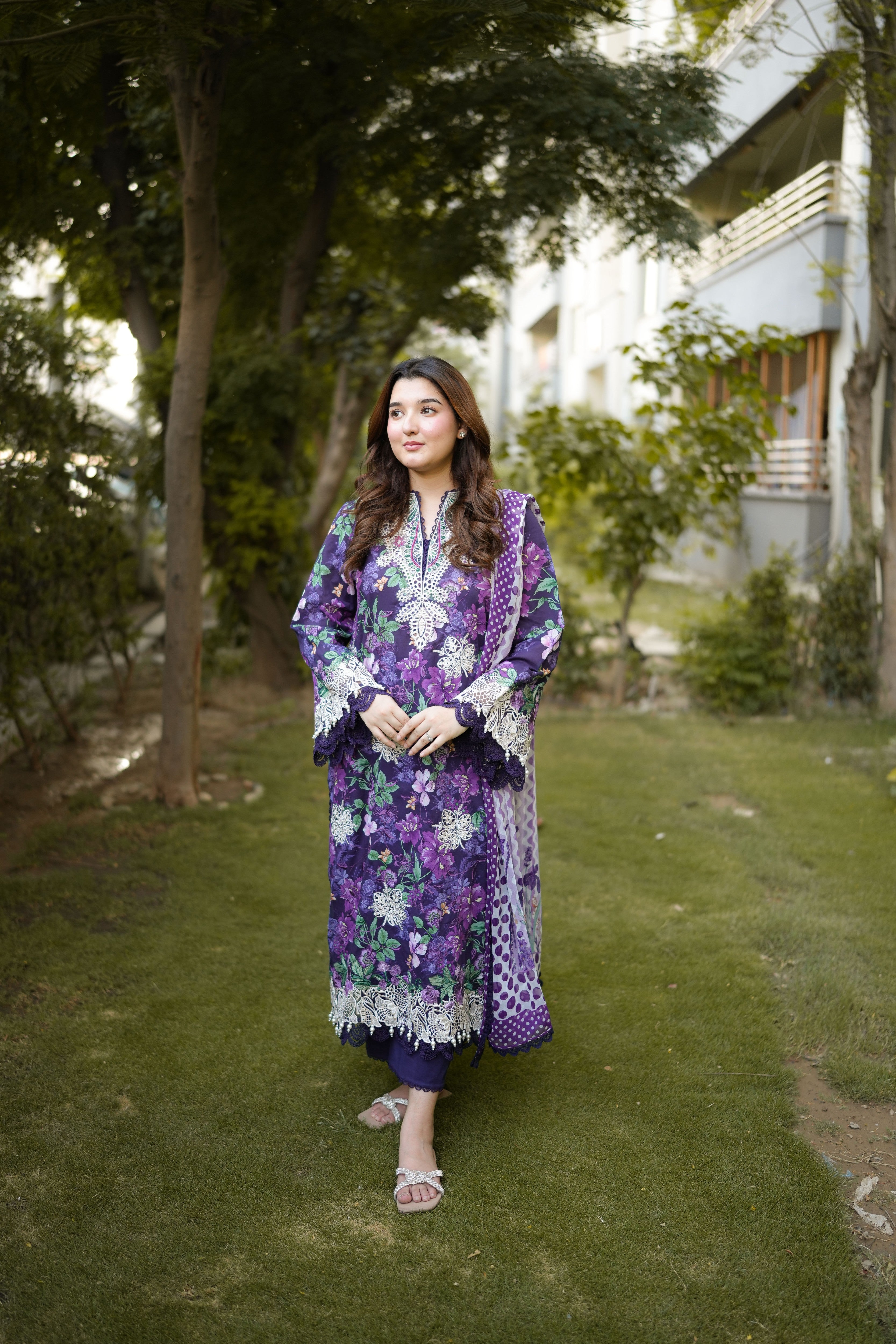 Rs 12500 Aneelas Stitched Lawn Print Emb 3pc Chiffon Duppata [SPR-26-62-A] [Dispatch Time 2 Months]