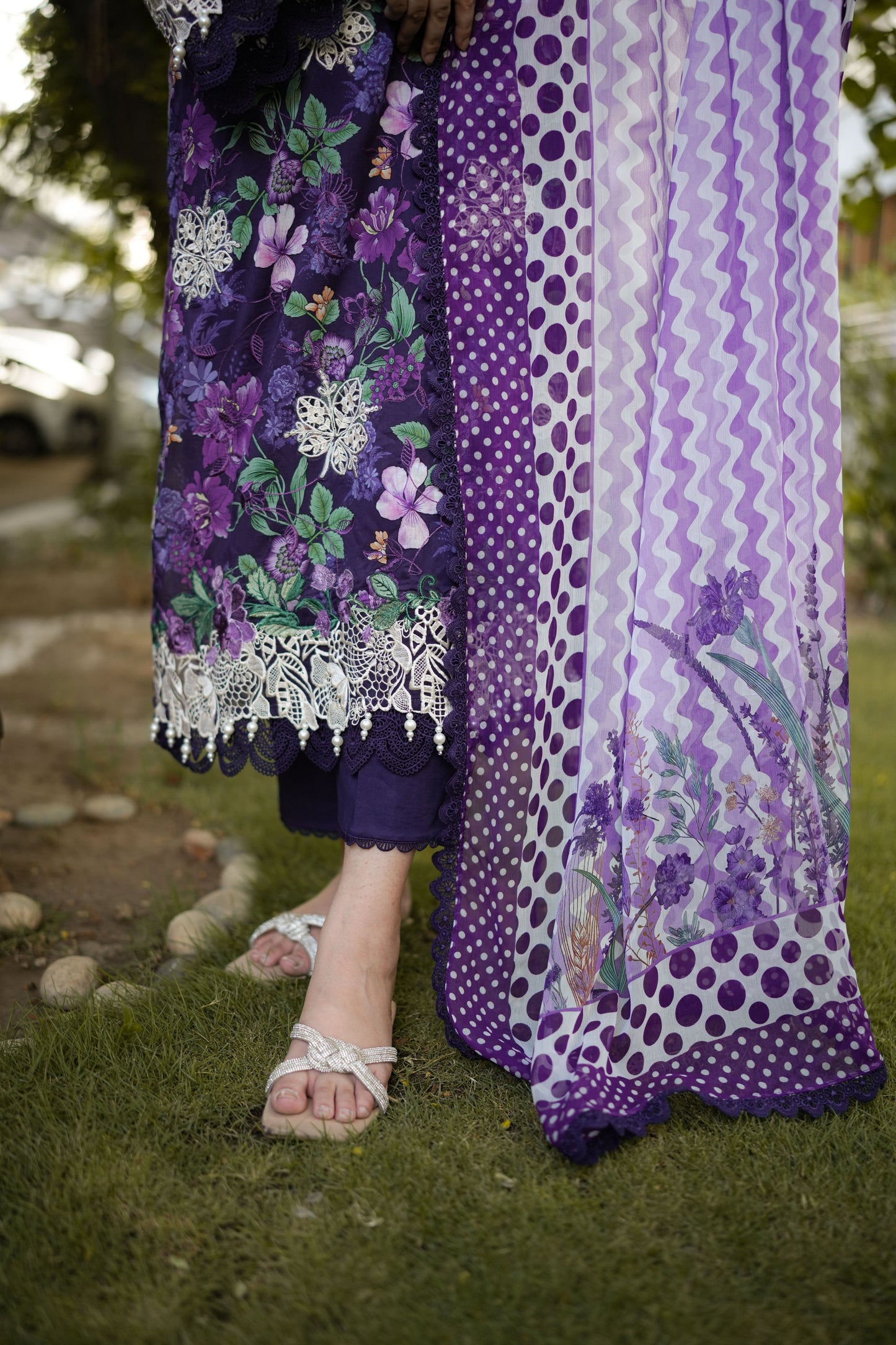 Rs 12500 Aneelas Stitched Lawn Print Emb 3pc Chiffon Duppata [SPR-26-62-A] [Dispatch Time 2 Months]
