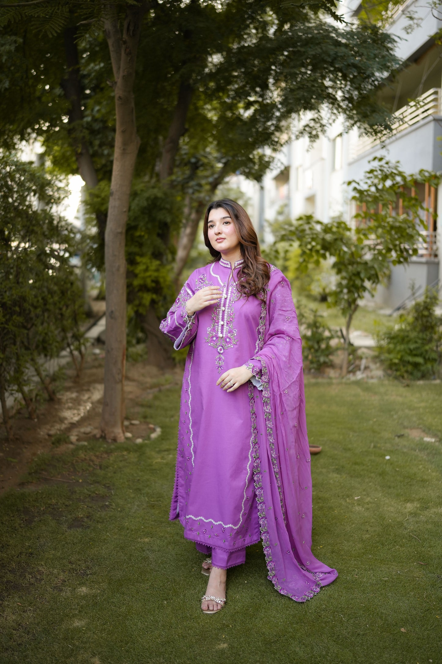 Rs 14950 Aneelas Stitched Lawn Emb 3pc Emb Chiffon Duppata [LUX-26-99] [Dispatch Time 2 Months]