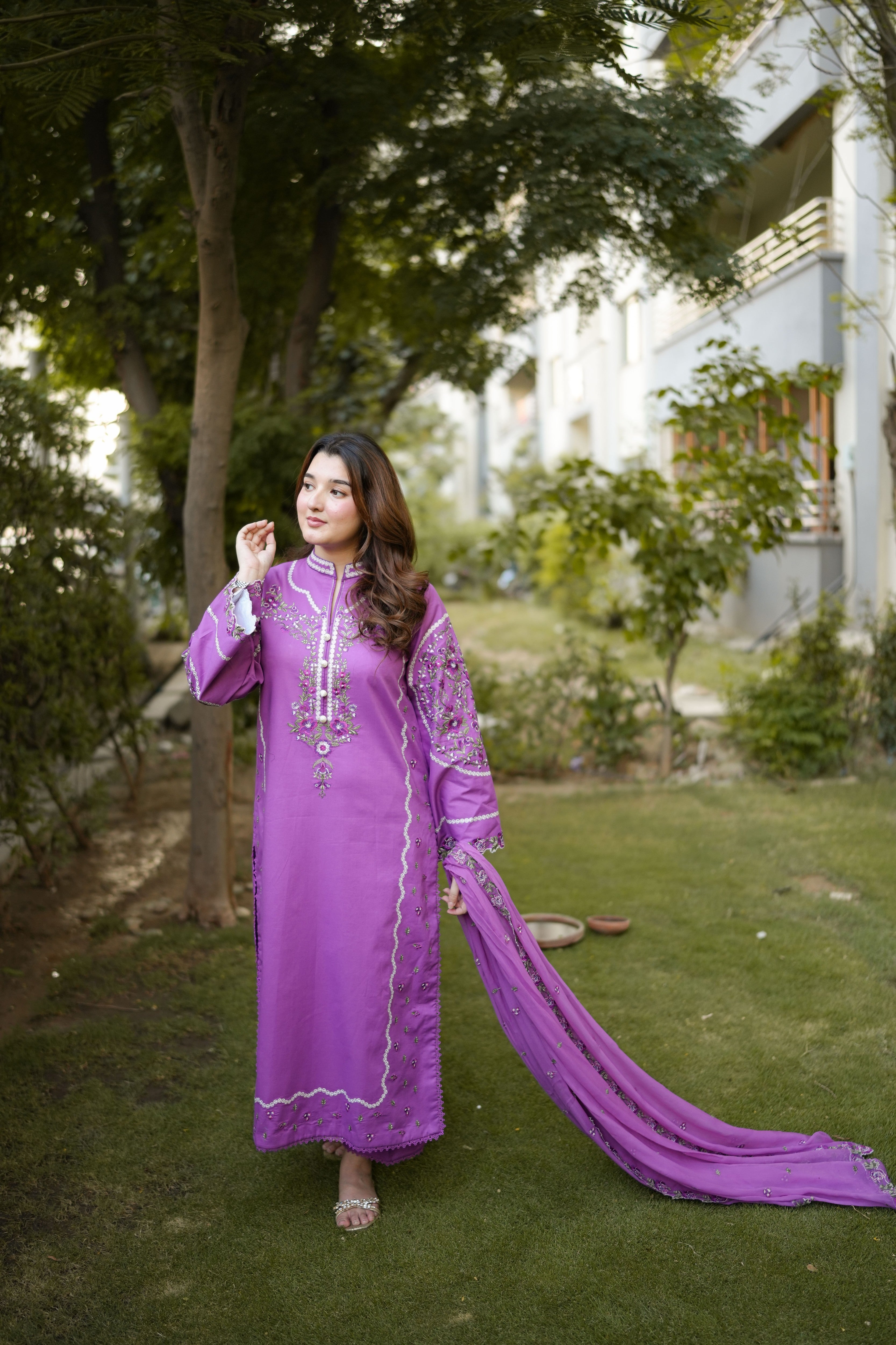 Rs 14950 Aneelas Stitched Lawn Emb 3pc Emb Chiffon Duppata [LUX-26-99] [Dispatch Time 2 Months]