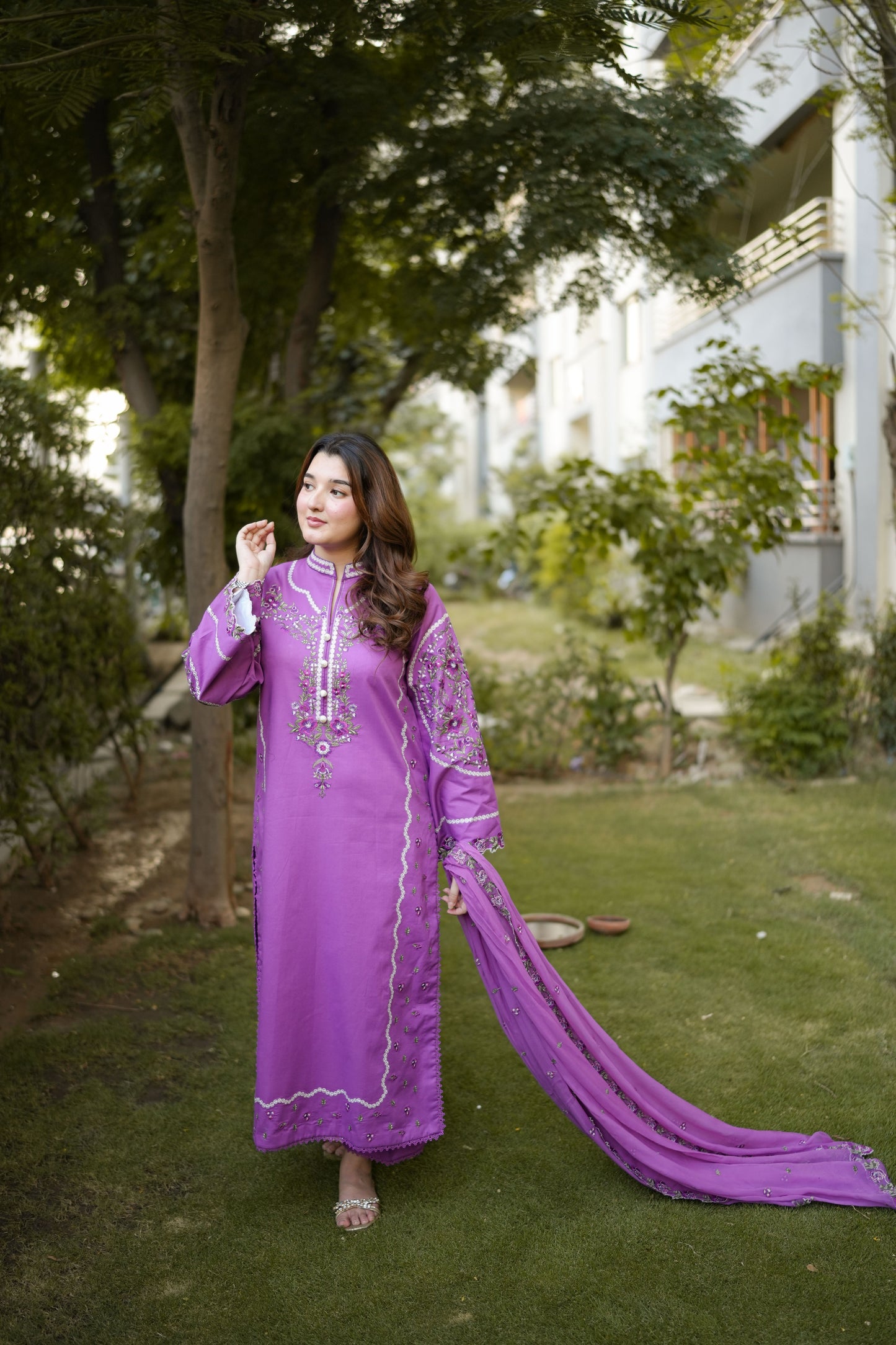 Rs 14950 Aneelas Stitched Lawn Emb 3pc Emb Chiffon Duppata [LUX-26-99] [Dispatch Time 2 Months]