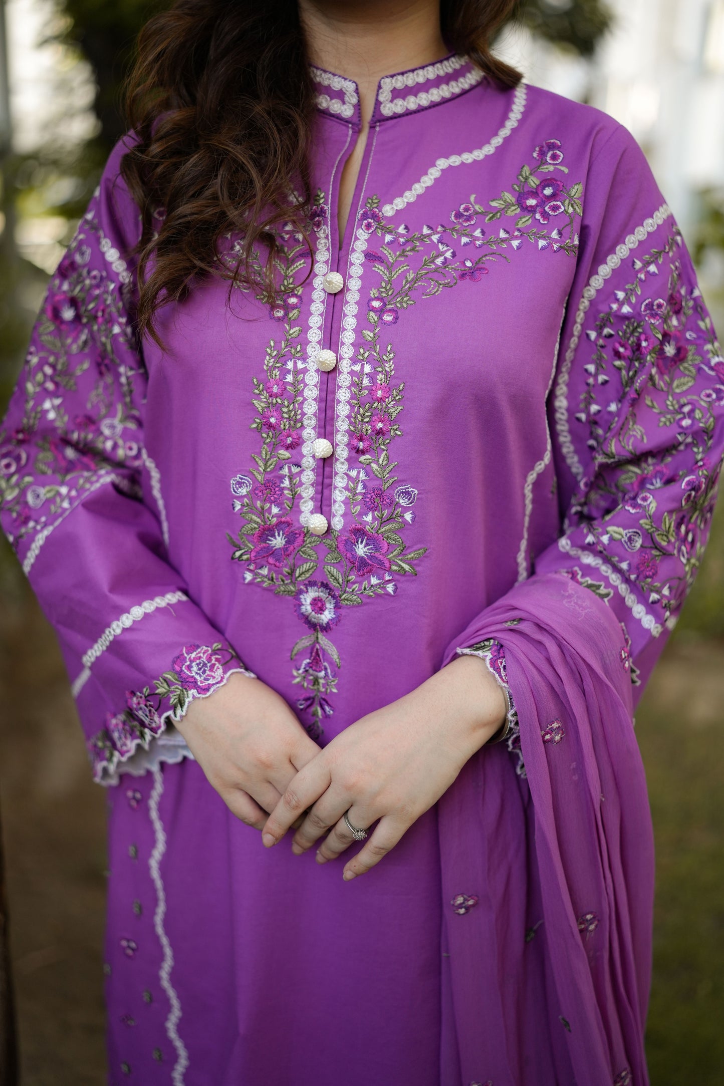 Rs 14950 Aneelas Stitched Lawn Emb 3pc Emb Chiffon Duppata [LUX-26-99] [Dispatch Time 2 Months]