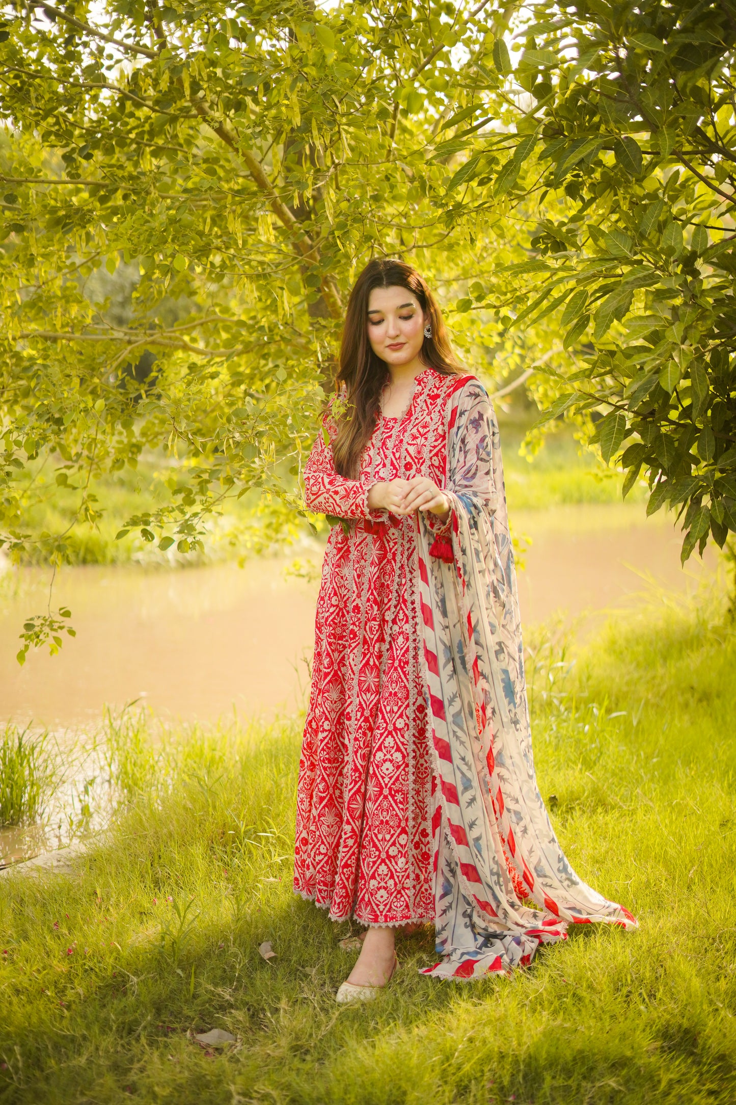 Rs 4700 Aneelas UNstitched Lawn Print 3pc New Launch Without Laces Chiffon Duppata [3 Meters Shirt] [PR-15-B] [Dispatch Time 1 Month] ~ Unstitched