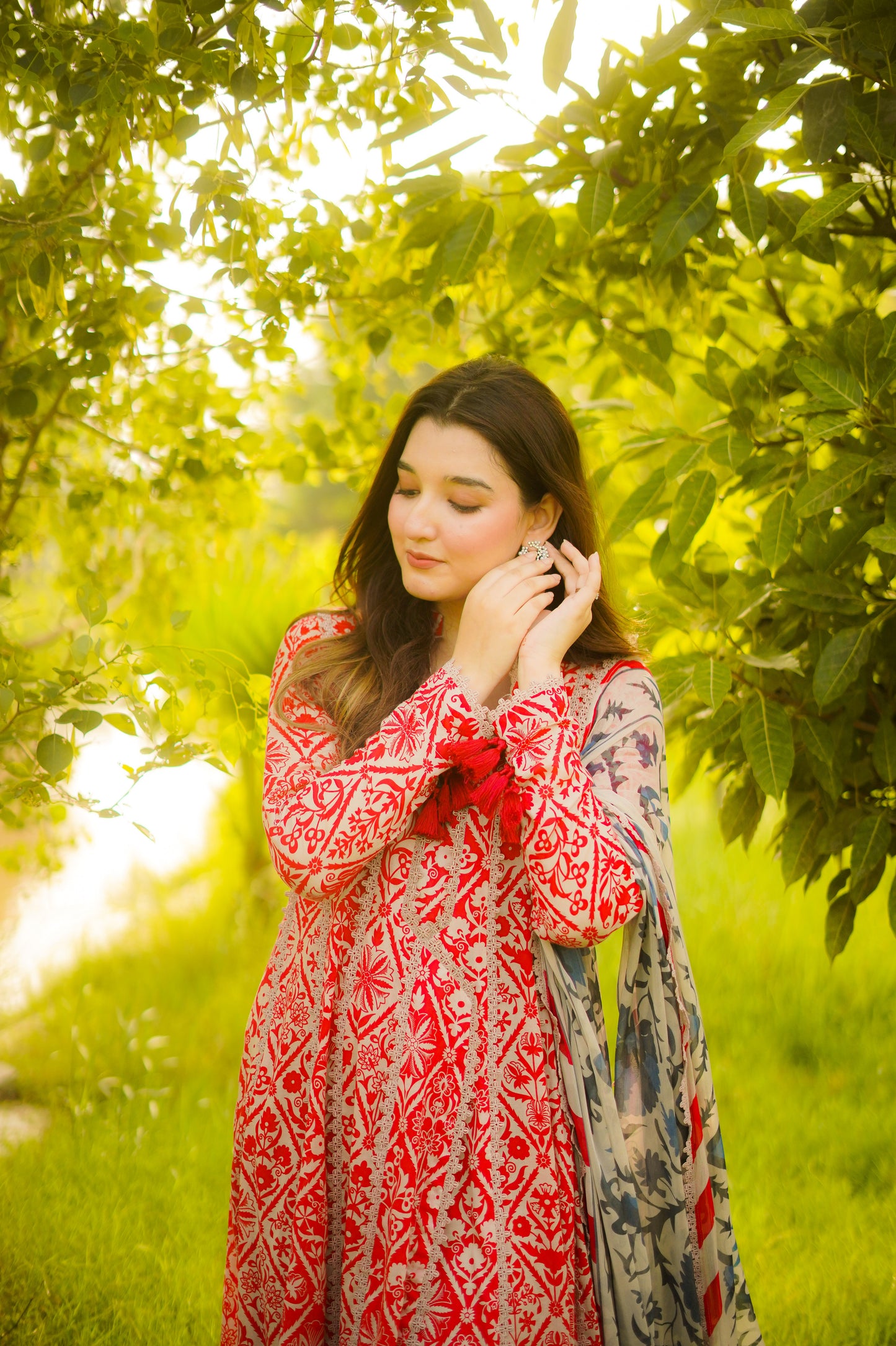 Rs 4700 Aneelas UNstitched Lawn Print 3pc New Launch Without Laces Chiffon Duppata [3 Meters Shirt] [PR-15-B] [Dispatch Time 1 Month] ~ Unstitched