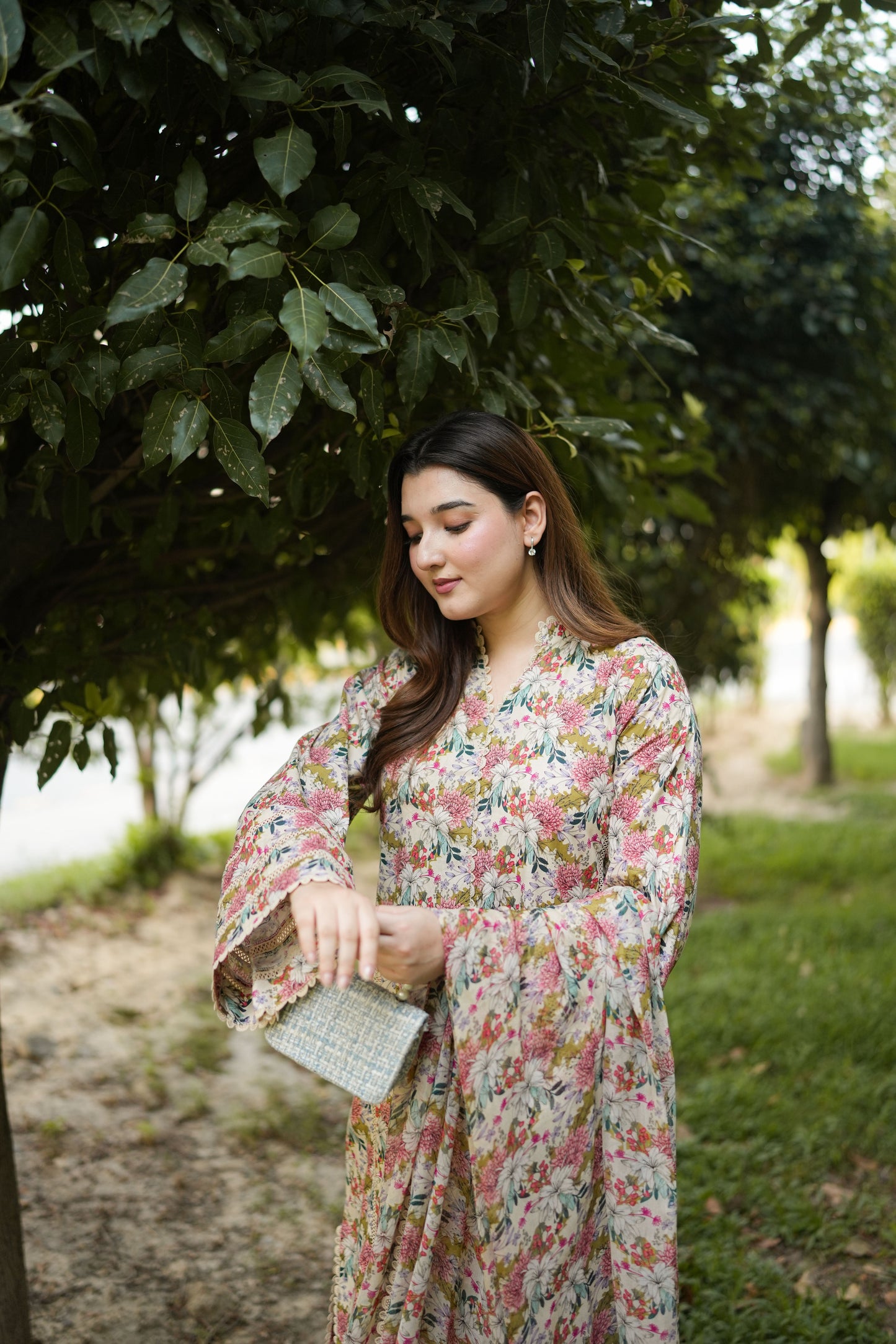 Rs 7800 Aneelas Stitched Lawn Print Only 3pc Chiffon Duppata [Plain Trouser] [SPR-26-75-B] [Dispatch Time 2 Months]