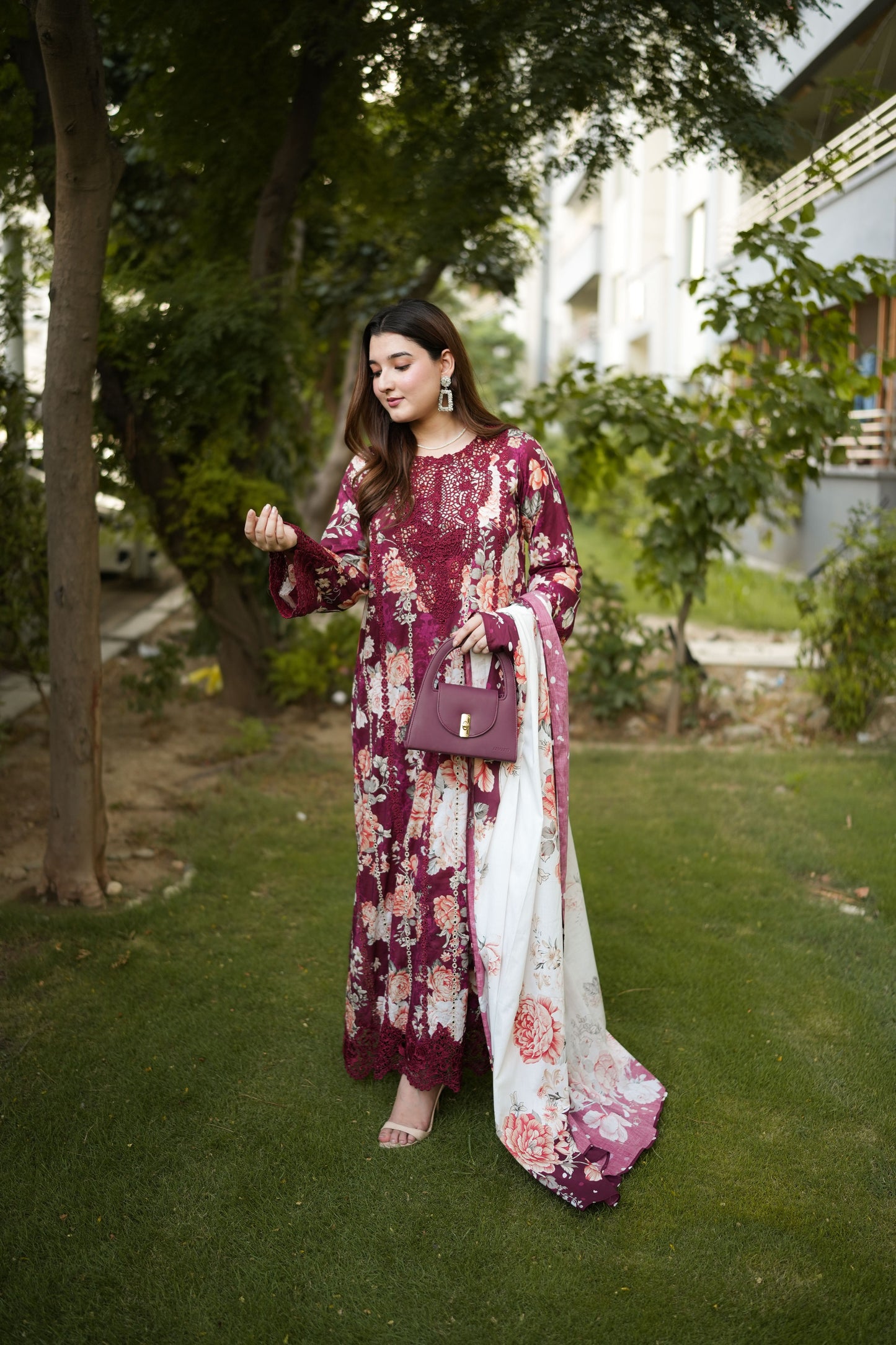 Rs 14000 Aneelas stitched Emb Printed Lawn With Chiffon Duppata [SPR-26-71][Dispatch Time 2 Month ]