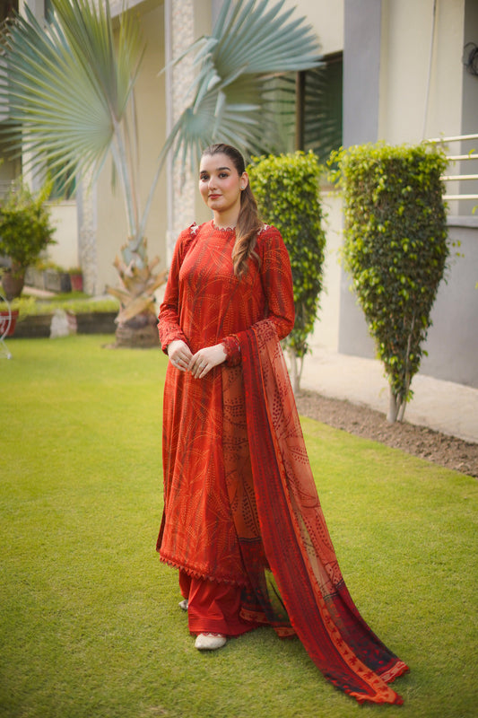 Rs 4700 Aneelas UNstitched Print Lawn Chiffon Duppata 3pc [PR-17-A] [Dispatch Time 1 Month