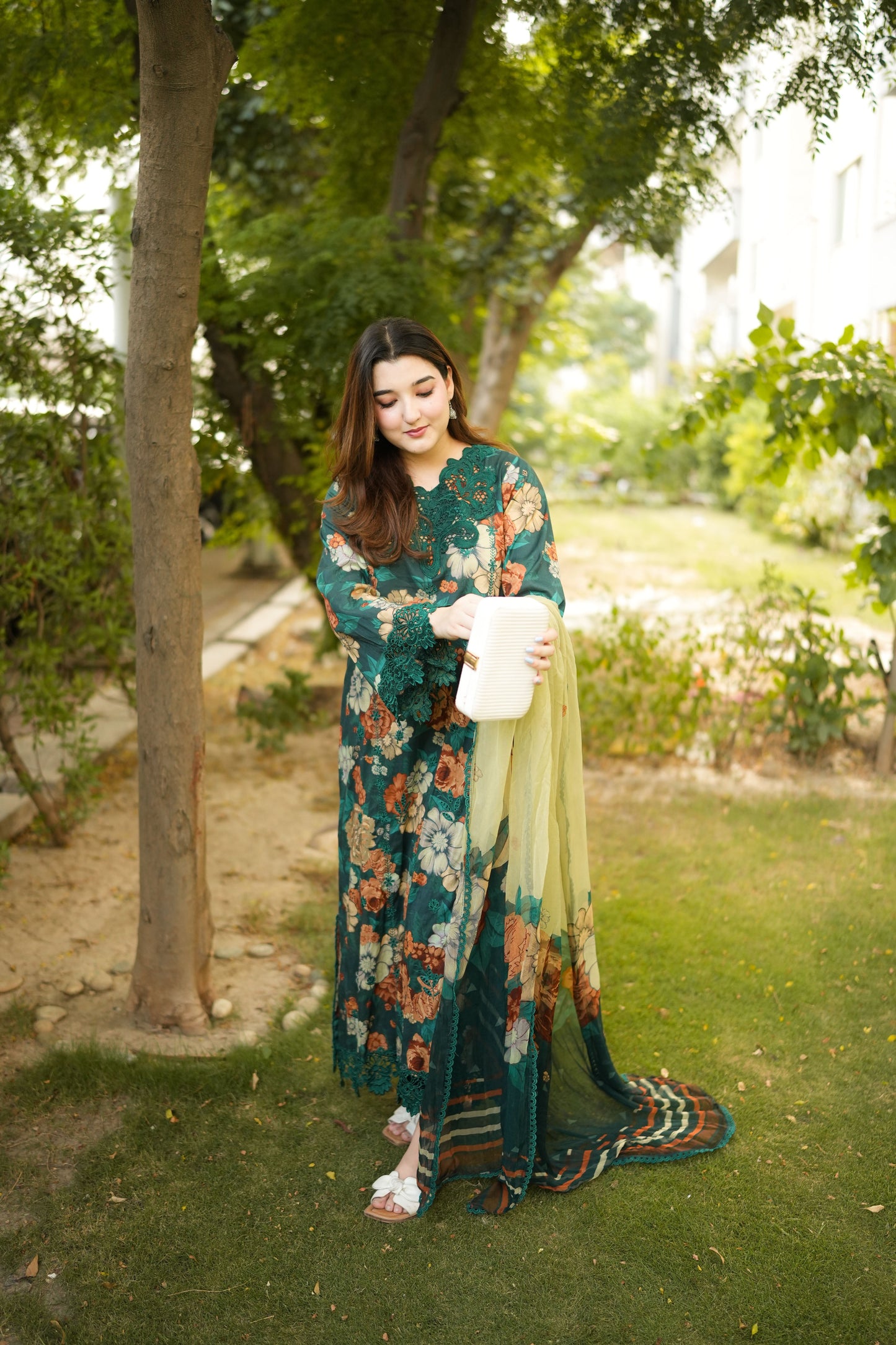Rs 10800 Aneelas Stitched Lawn Emb Printed 3pc With Chiffon Dupatta [SPR-26-69][Dispatch Time 2 Month