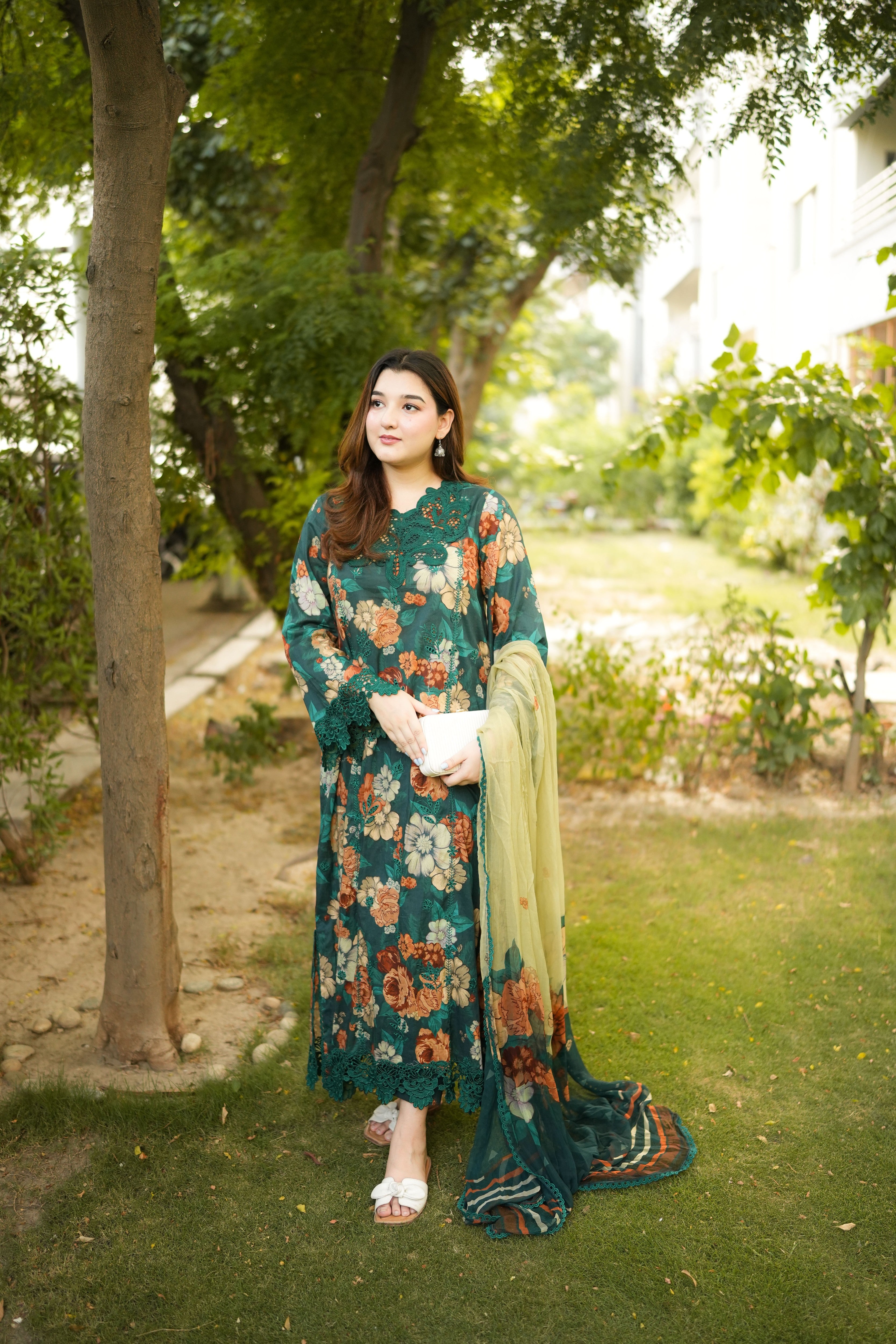 Rs 10800 Aneelas Stitched Lawn Emb Printed 3pc With Chiffon Dupatta [SPR-26-69][Dispatch Time 2 Month