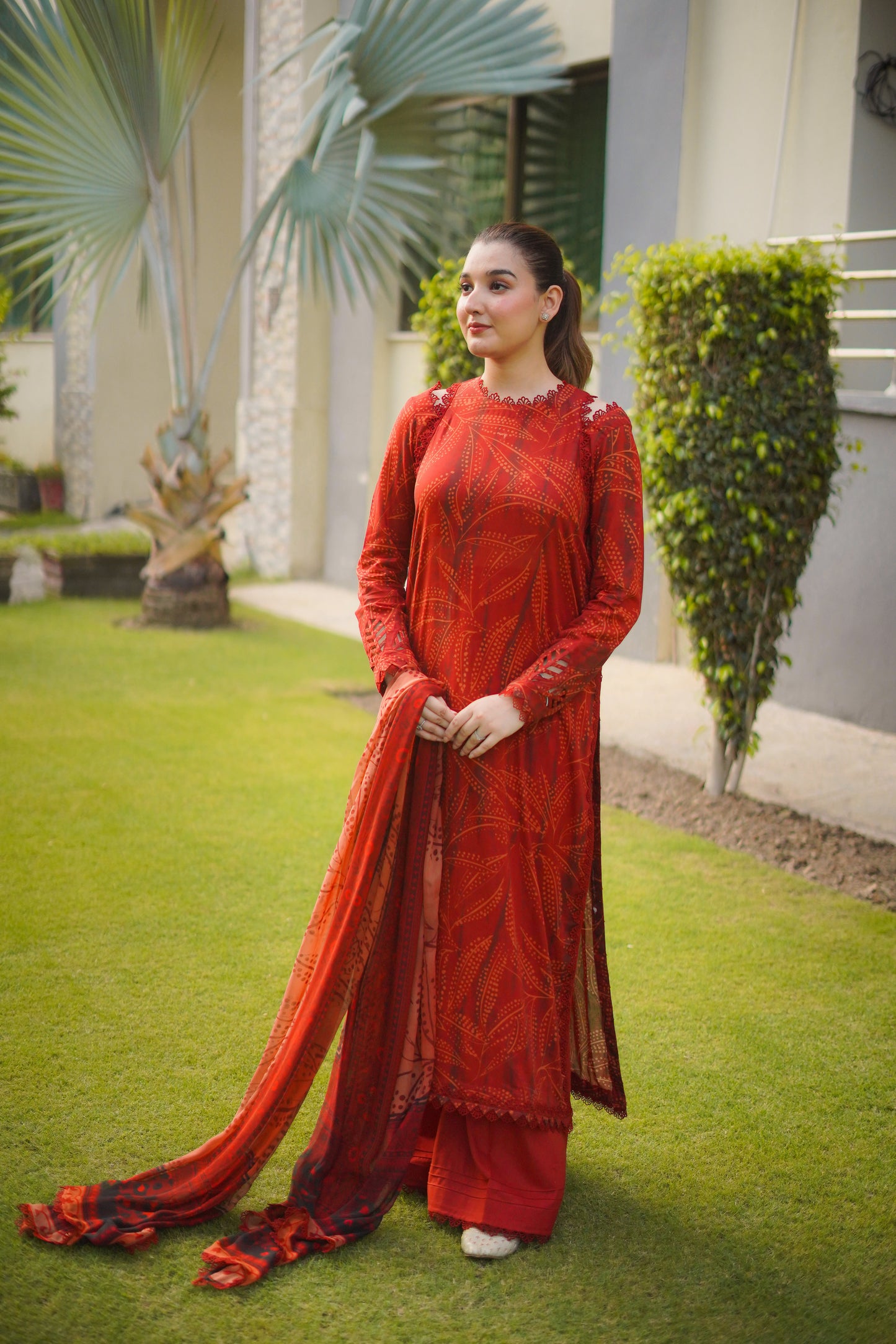 Rs 4700 Aneelas UNstitched Print Lawn Chiffon Duppata 3pc [PR-17-A] [Dispatch Time 1 Month