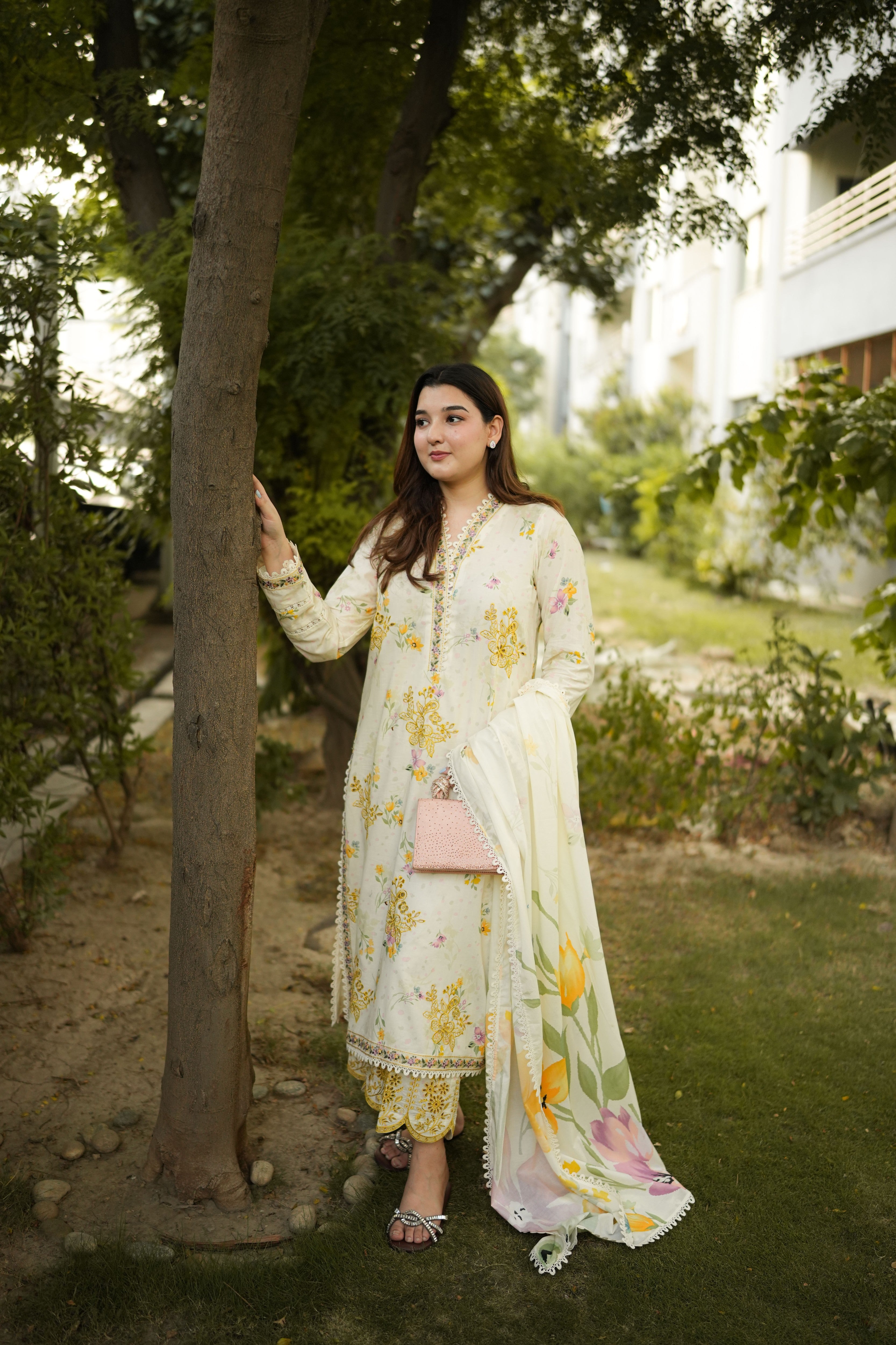 Rs 12500 Aneelas Stitched Lawn Print Emb 3pc Lawn Duppata [SPR-26-82-A] [Dispatch Time 2 Months]