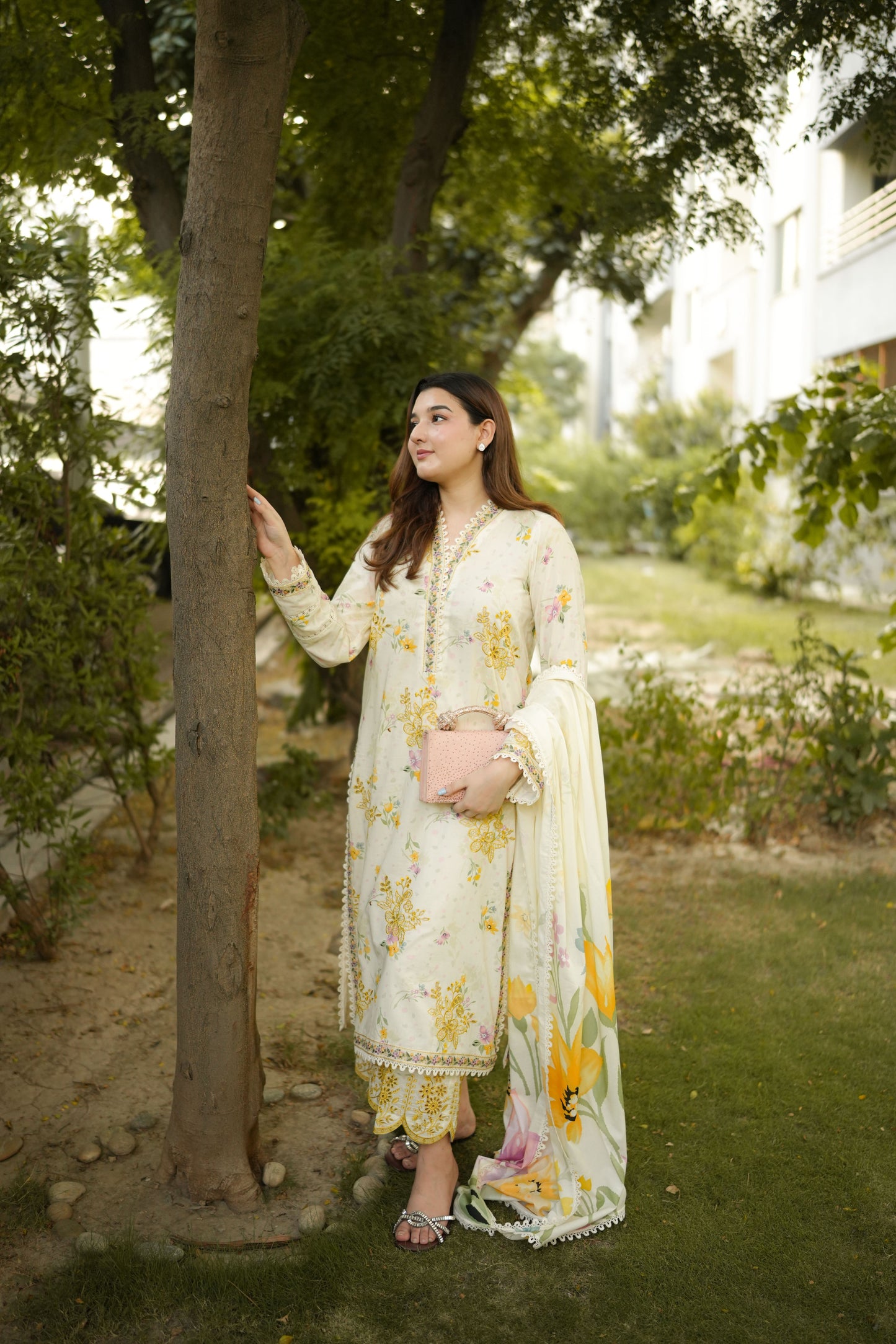 Rs 13500 Aneelas Stitched Lawn Print Emb 3pc Chiffon Duppata [SPR-26-82-B] [Dispatch Time 2 Months]