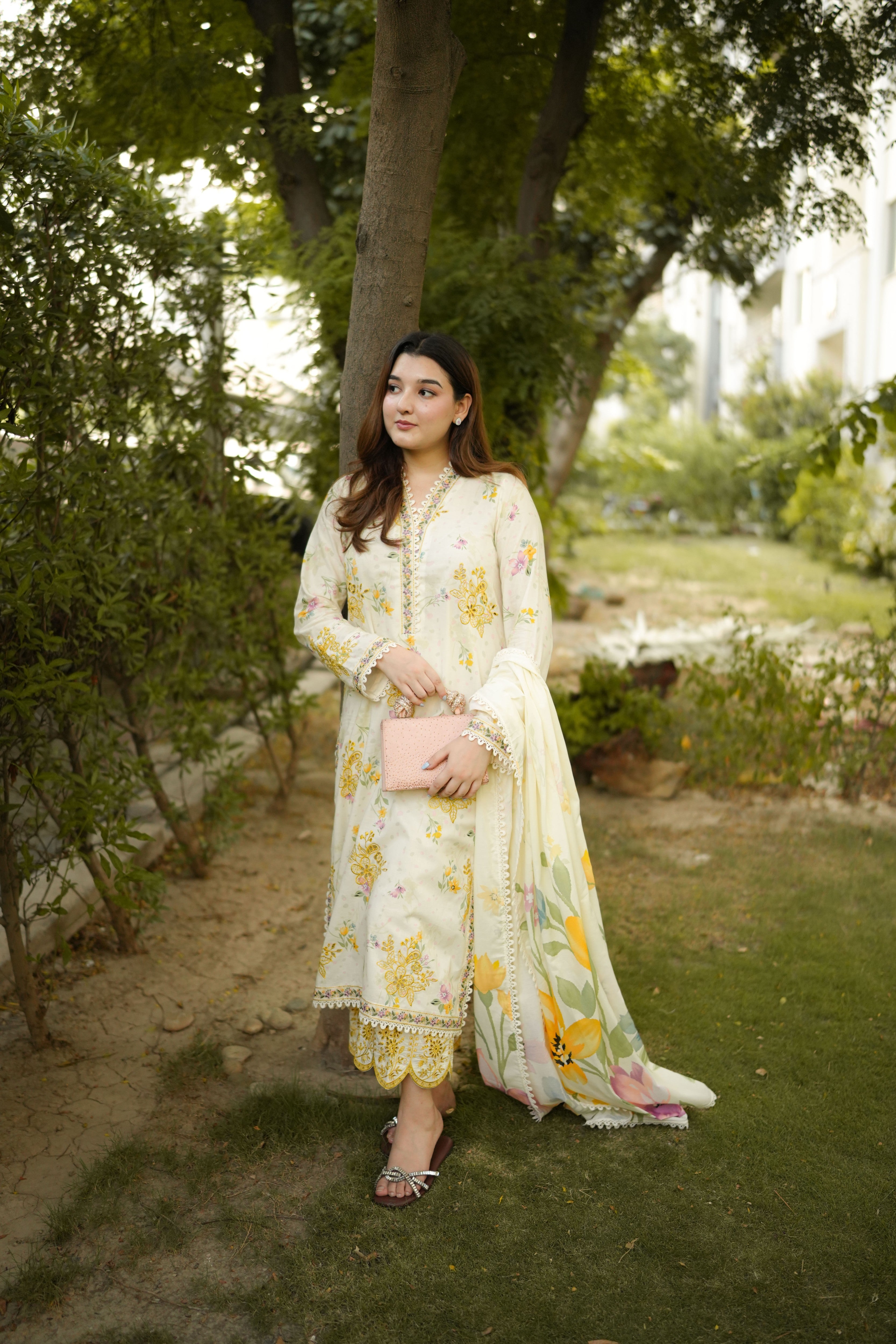 Rs 13500 Aneelas Stitched Lawn Print Emb 3pc Chiffon Duppata [SPR-26-82-B] [Dispatch Time 2 Months]