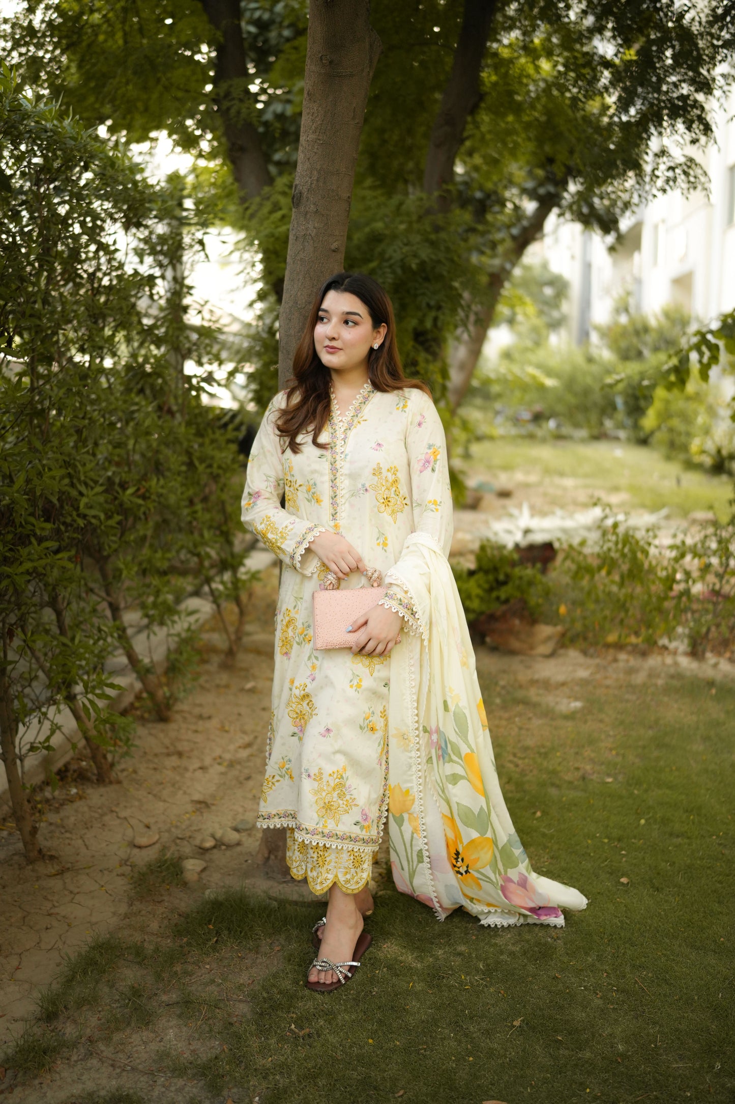 Rs 13500 Aneelas Stitched Lawn Print Emb 3pc Chiffon Duppata [SPR-26-82-B] [Dispatch Time 2 Months]