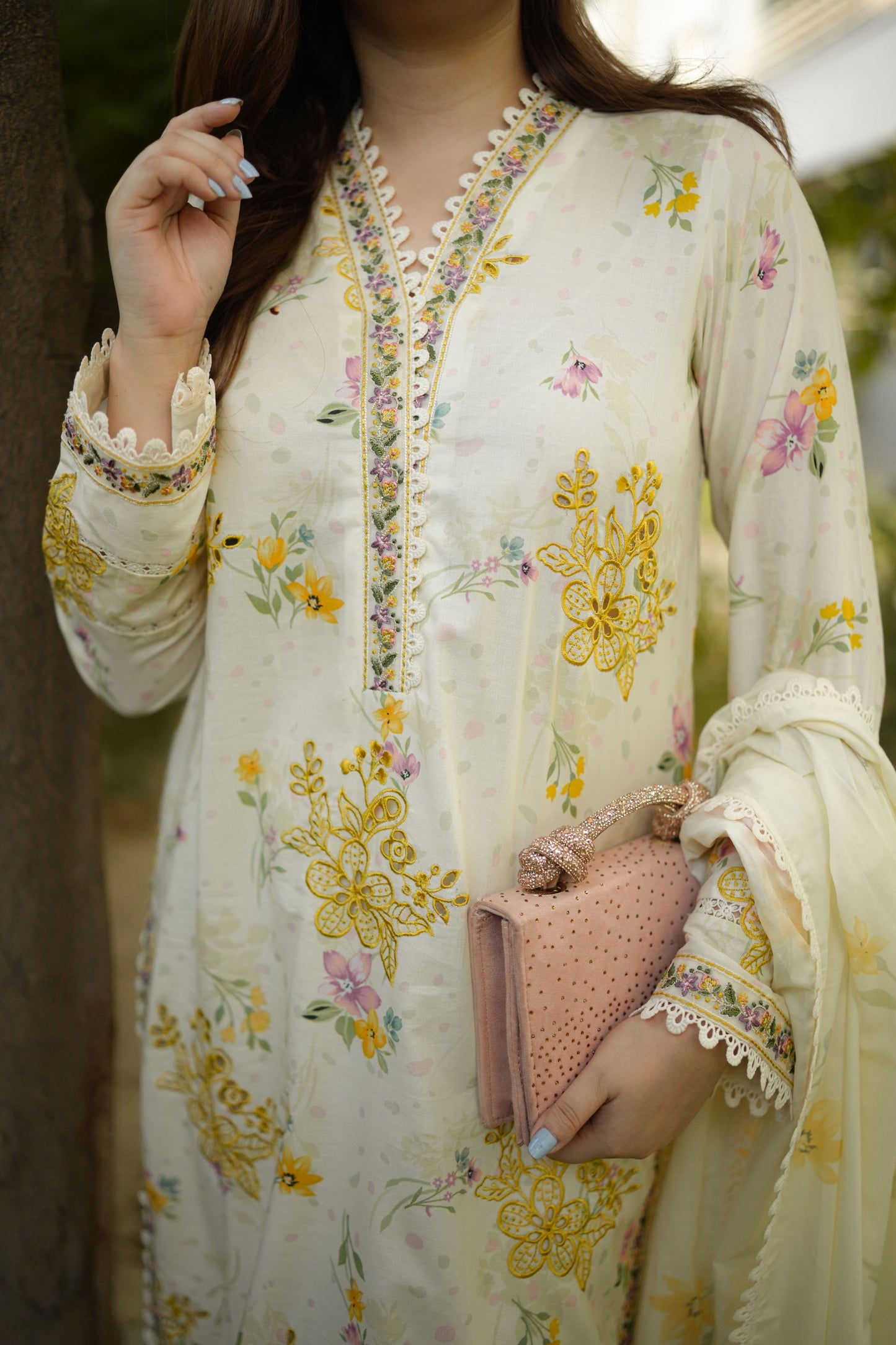 Rs 13500 Aneelas Stitched Lawn Print Emb 3pc Chiffon Duppata [SPR-26-82-B] [Dispatch Time 2 Months]