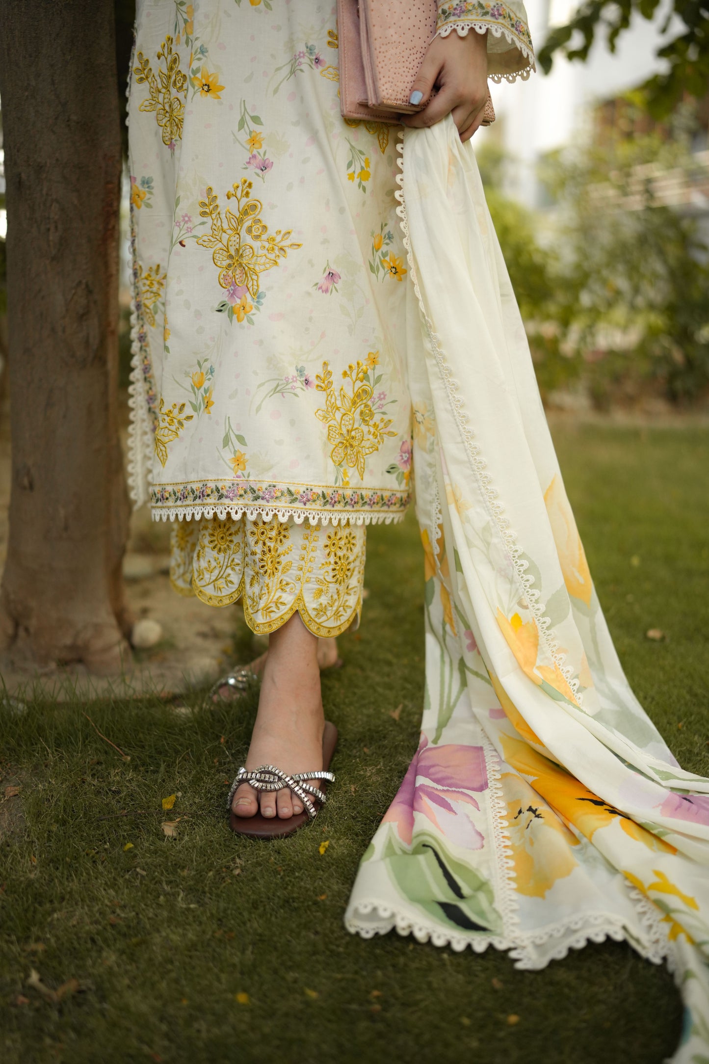 Rs 13500 Aneelas Stitched Lawn Print Emb 3pc Chiffon Duppata [SPR-26-82-B] [Dispatch Time 2 Months]