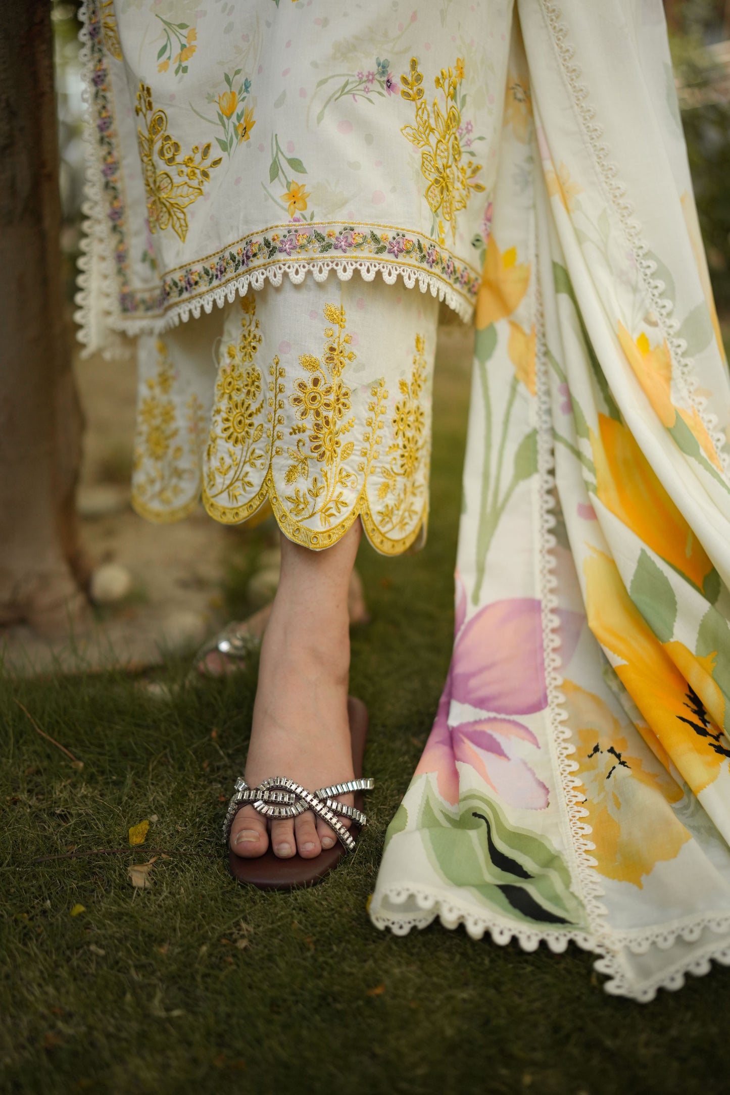 Rs 12500 Aneelas Stitched Lawn Print Emb 3pc Lawn Duppata [SPR-26-82-A] [Dispatch Time 2 Months]