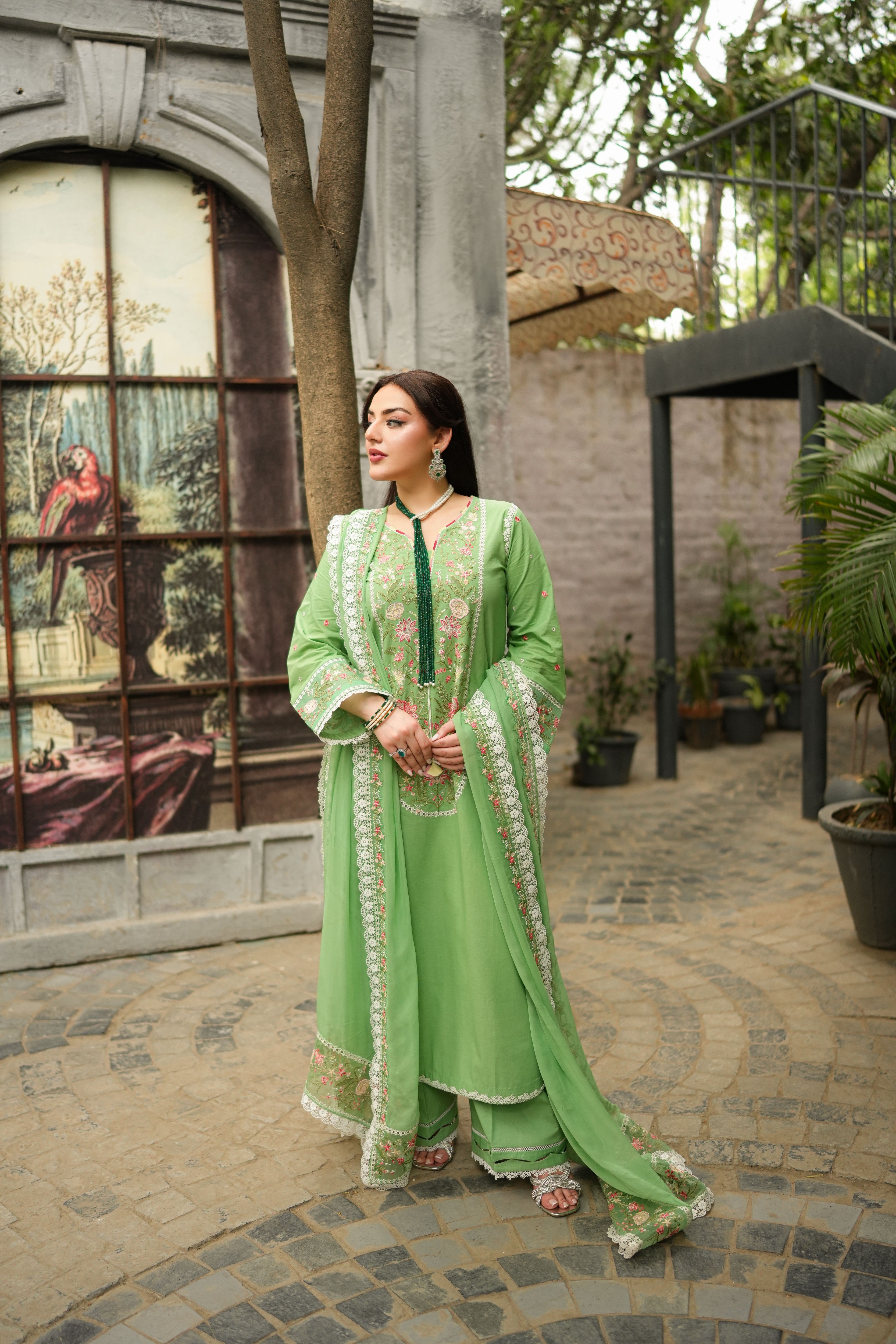 Rs 11500 Aneelas UNstitched Lawn Emb 3pc Emb Chiffon Duppata [LUX-26-111] [Dispatch Time 1 Month]