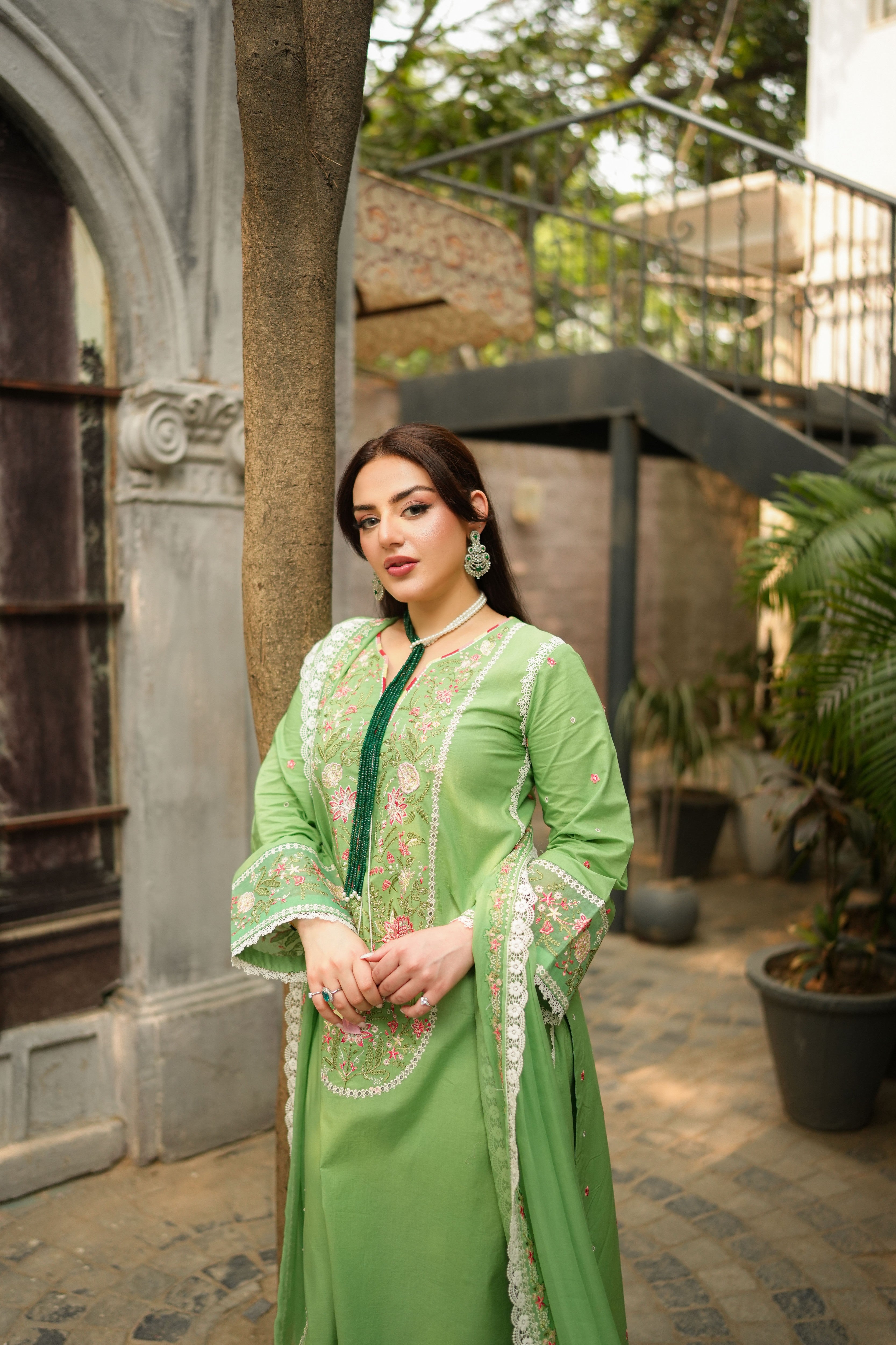 Rs 7800 Aneelas Stitched Lawn Emb Shirt Trouser 2pc [LUX-26-111] [Dispatch Time 2 Months]