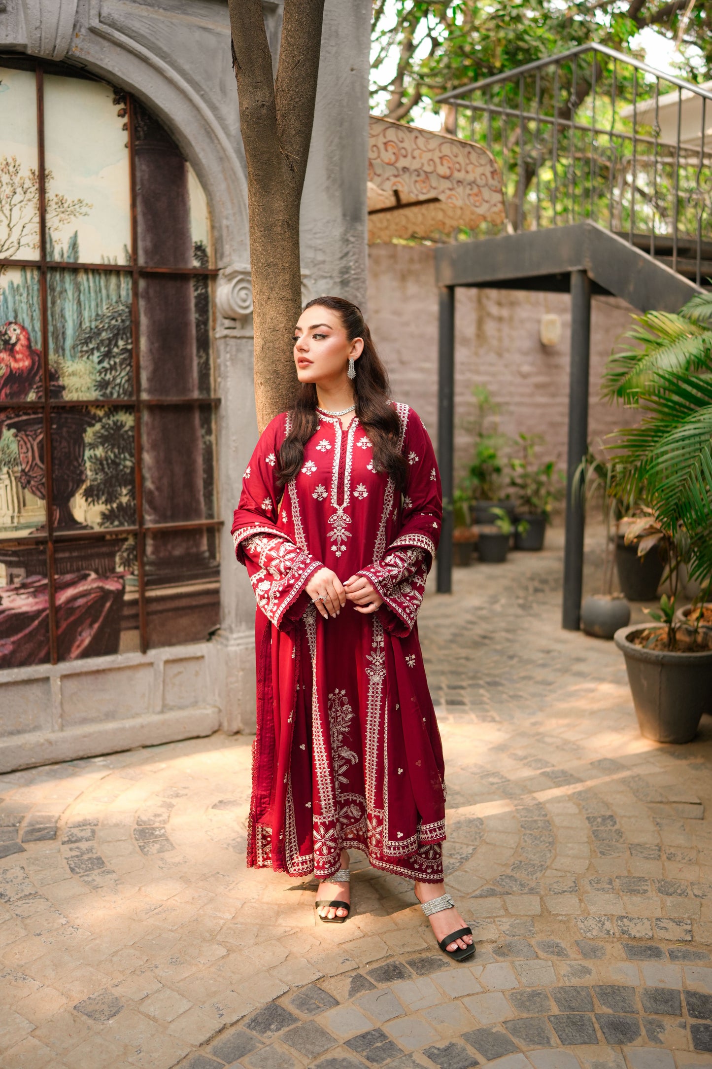 Rs 15450 Aneelas Stitched Lawn Emb Kaftan 3pc Emb Chiffon Duppata [LUX-26-108] [Dispatch Time 2 Months]