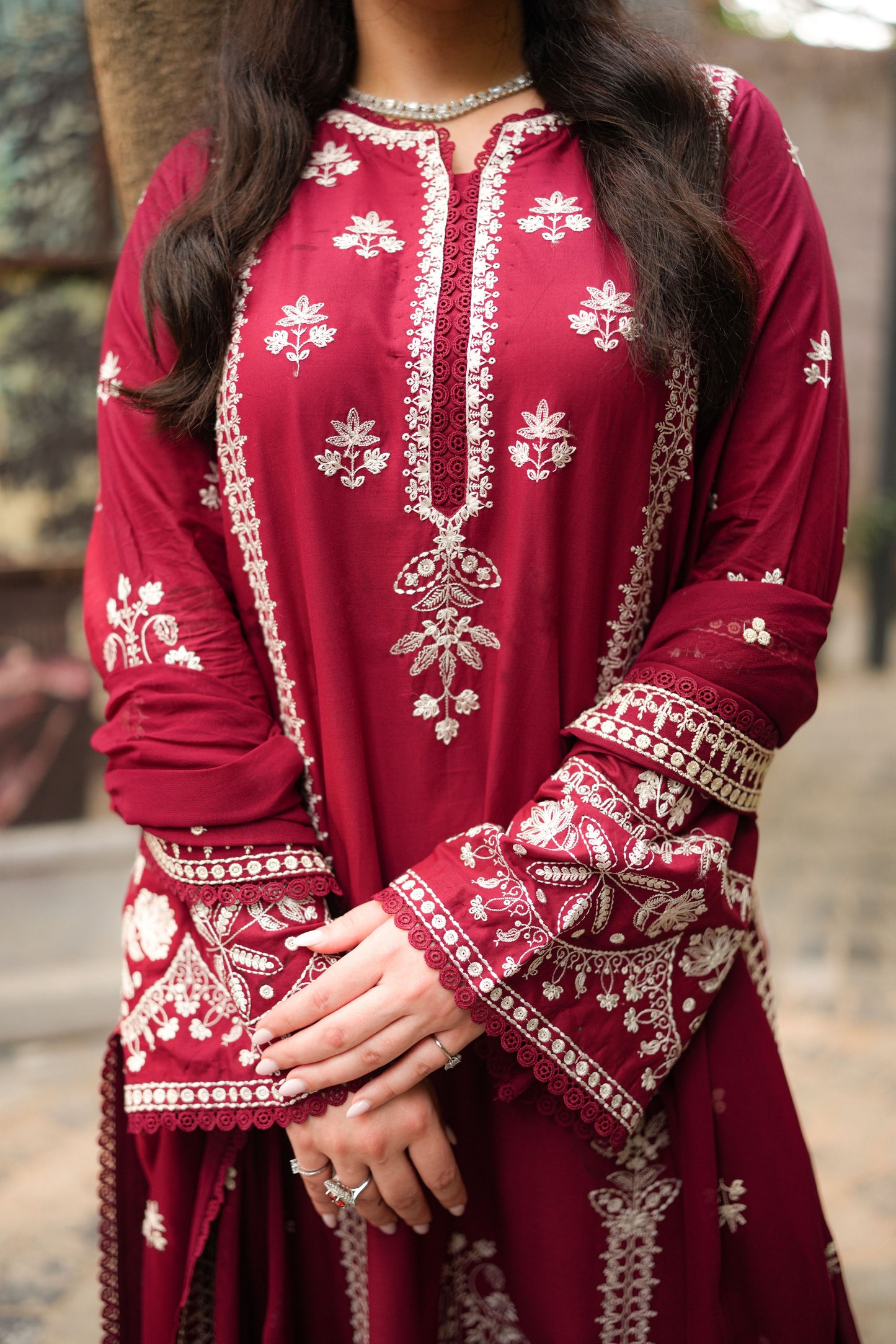 Rs 15450 Aneelas Stitched Lawn Emb Kaftan 3pc Emb Chiffon Duppata [LUX-26-108] [Dispatch Time 2 Months]