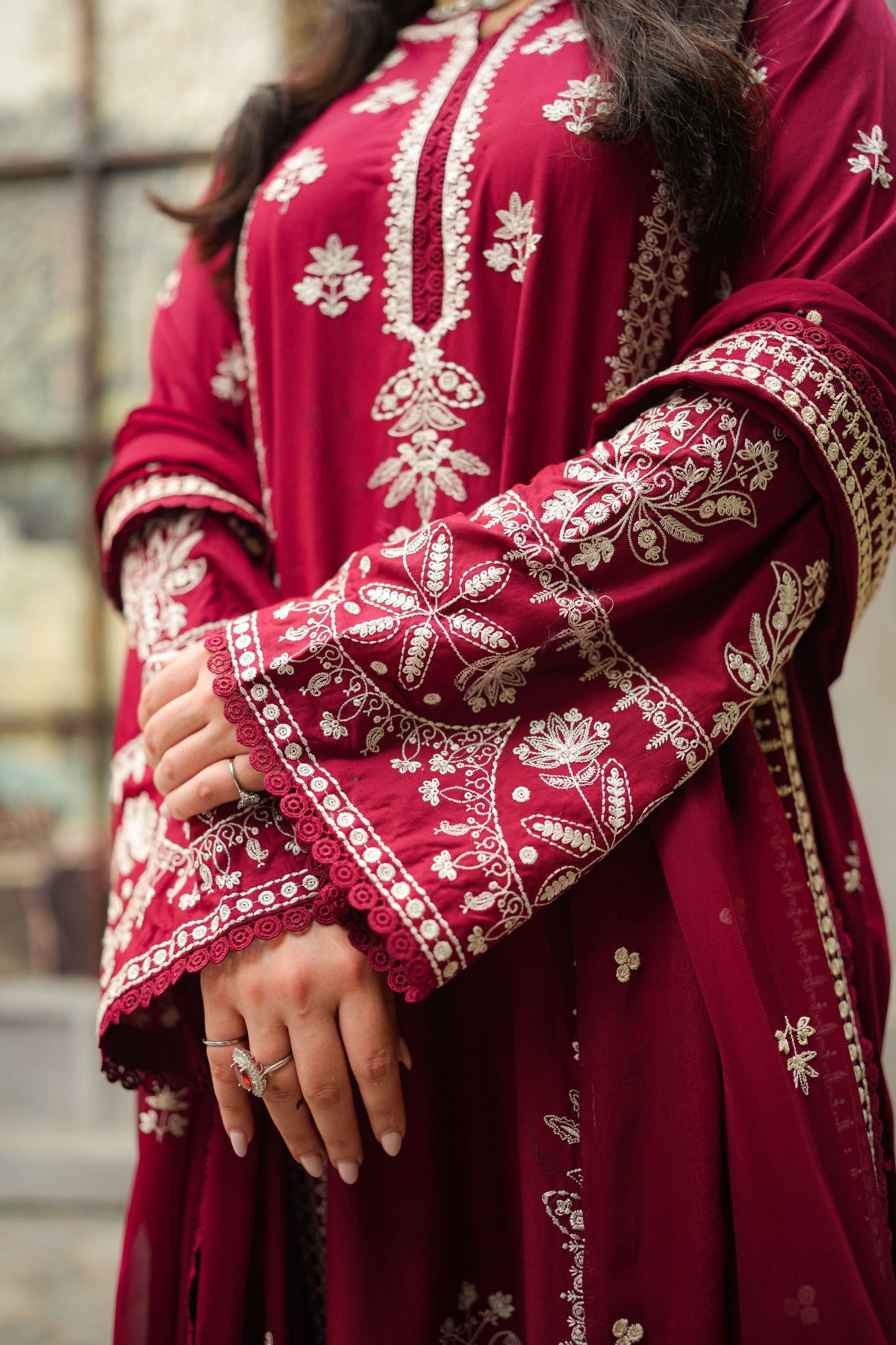 Rs 15450 Aneelas Stitched Lawn Emb Kaftan 3pc Emb Chiffon Duppata [LUX-26-108] [Dispatch Time 2 Months]