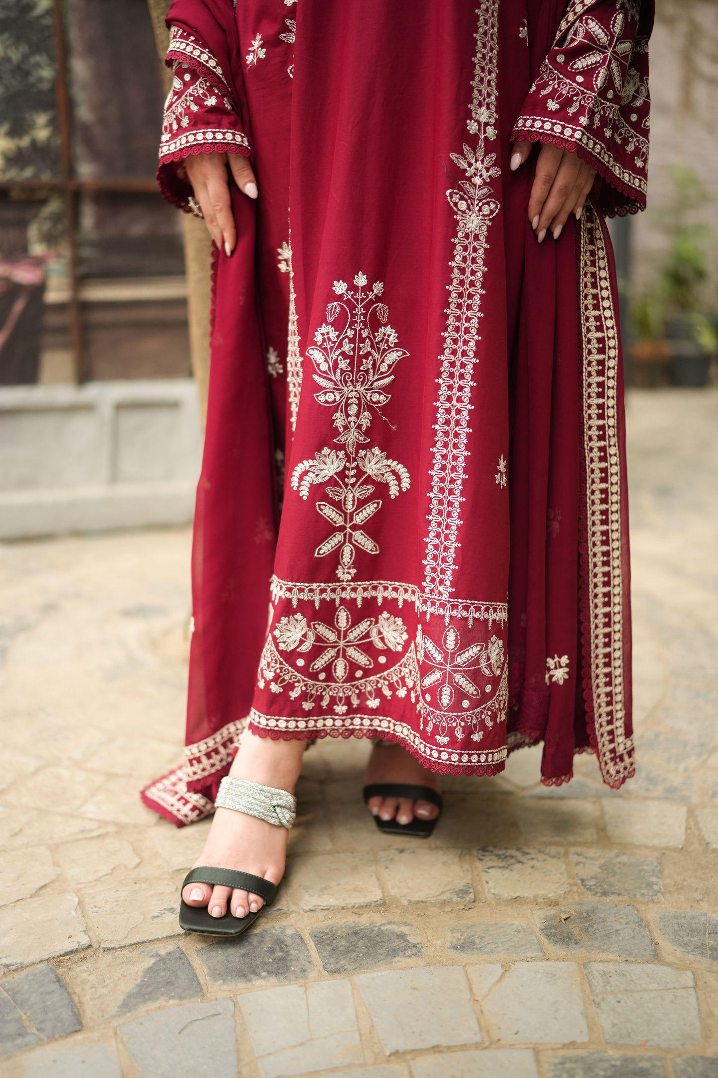 Rs 15450 Aneelas Stitched Lawn Emb Kaftan 3pc Emb Chiffon Duppata [LUX-26-108] [Dispatch Time 2 Months]