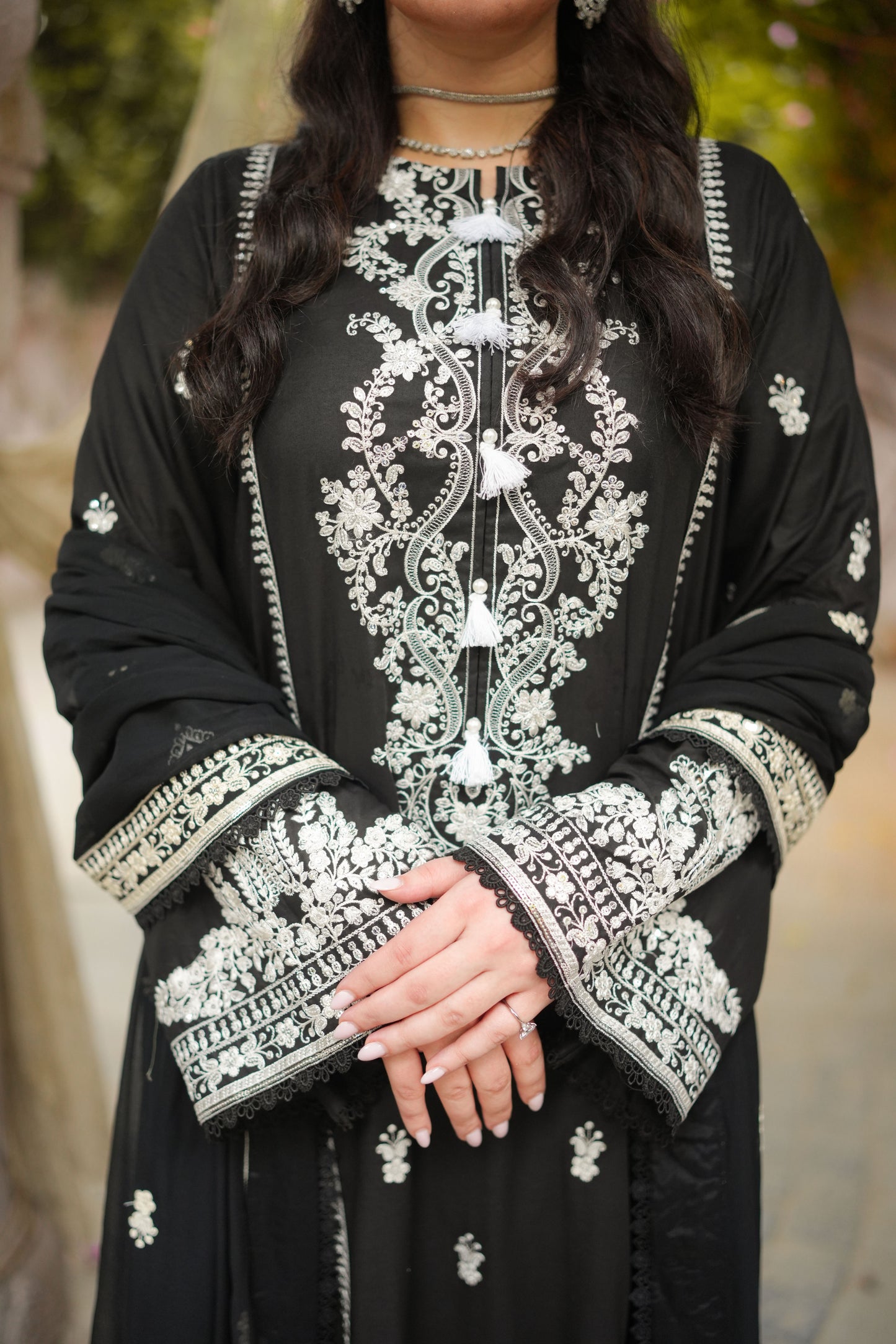 Aneelas Stitched Viscose Emb Kaftan 3pc With Chiffon Duppata [VC-26-01][Dispatch Time 2.5 Month]