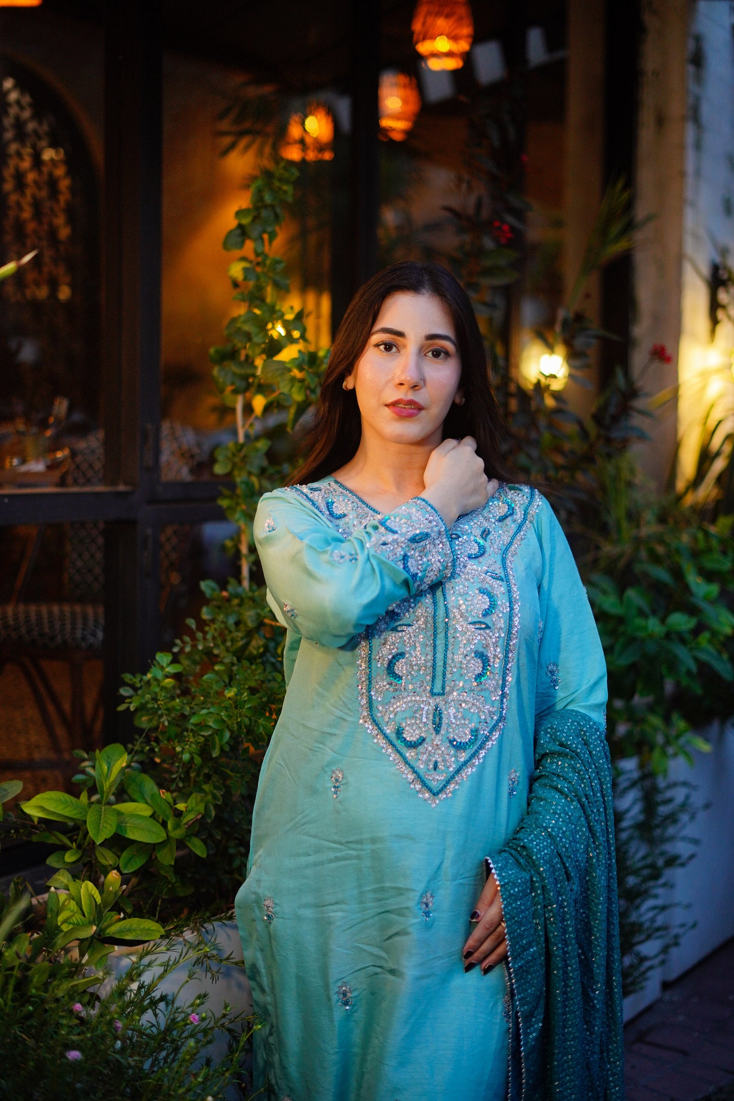 Aneelas Stitched Ada Work Silk 3pc [FC-08] [Dispatch Time 2 Months]