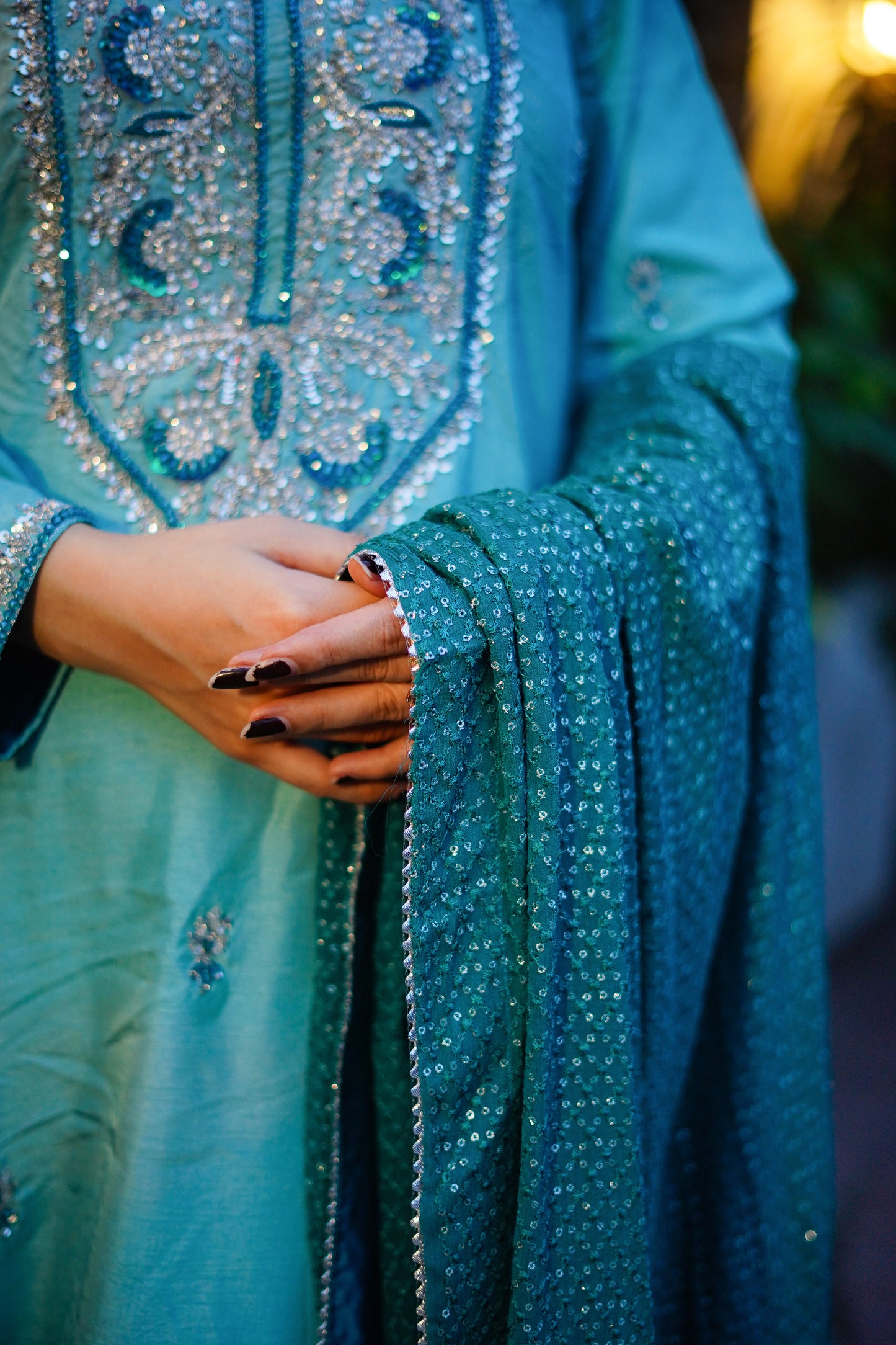 Aneelas Stitched Ada Work Silk 3pc [FC-08] [Dispatch Time 2 Months]