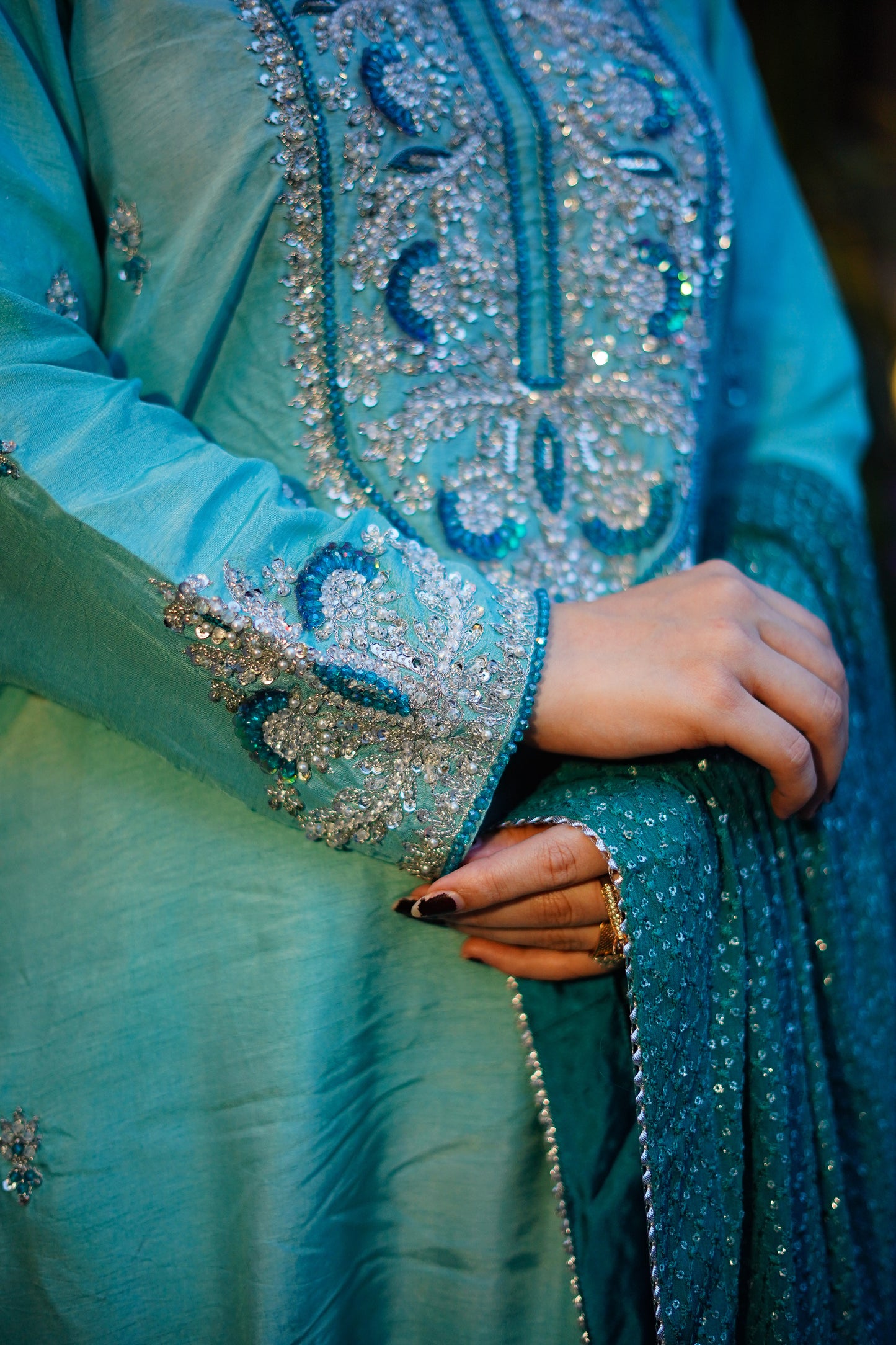 Aneelas Stitched Ada Work Silk 3pc [FC-08] [Dispatch Time 2 Months]