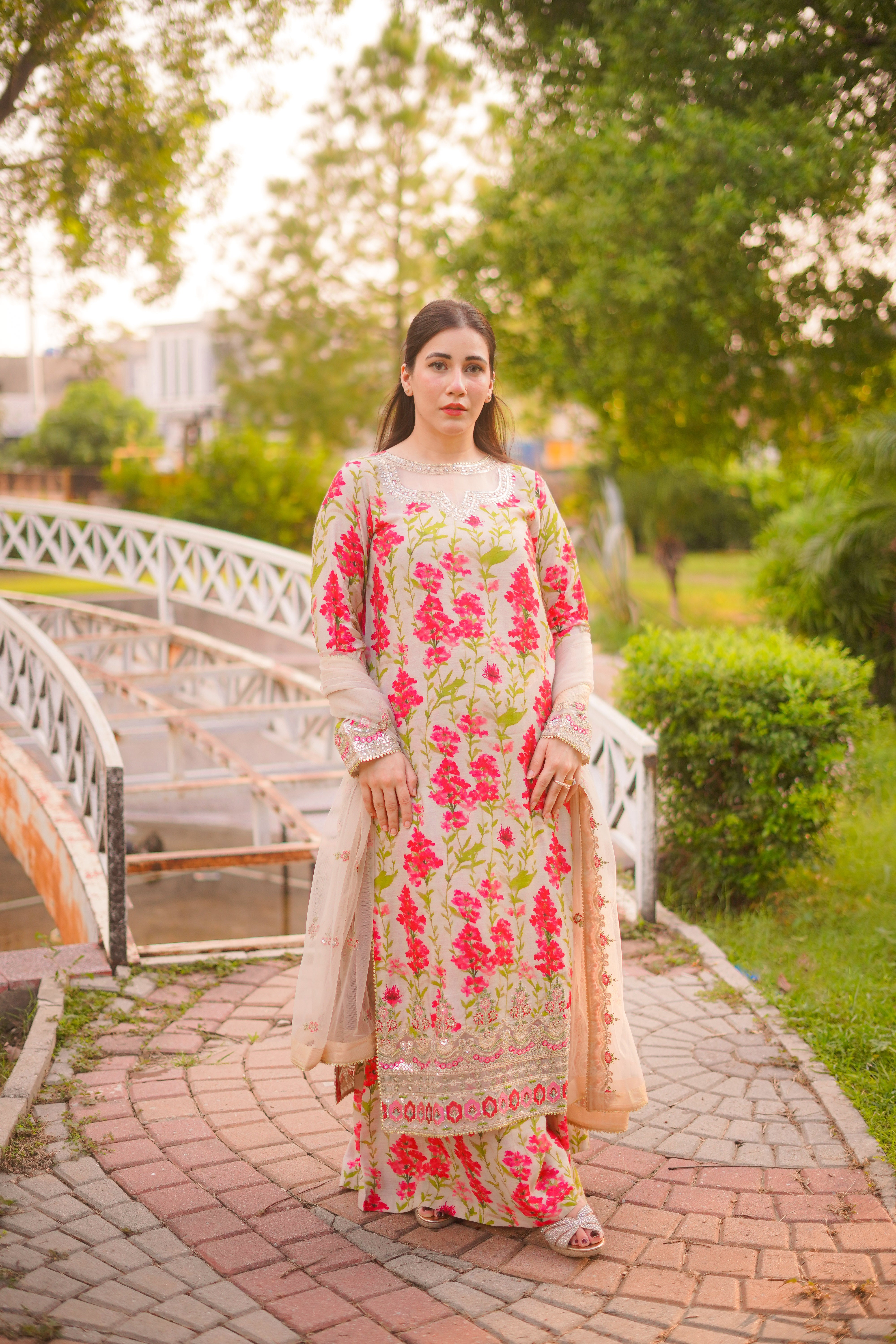 Rs 15500 Aneelas Stitched Raw silk Emb Shirt Trouser Net Emb Duppata 3pc [FC-06-A] [Dispatch Time 2 Months]