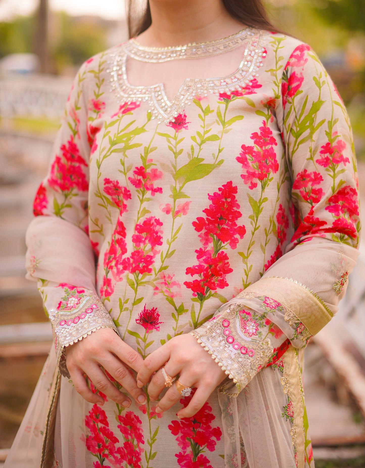 Rs 15500 Aneelas Stitched Raw silk Emb Shirt Trouser Net Emb Duppata 3pc [FC-06-A] [Dispatch Time 2 Months]