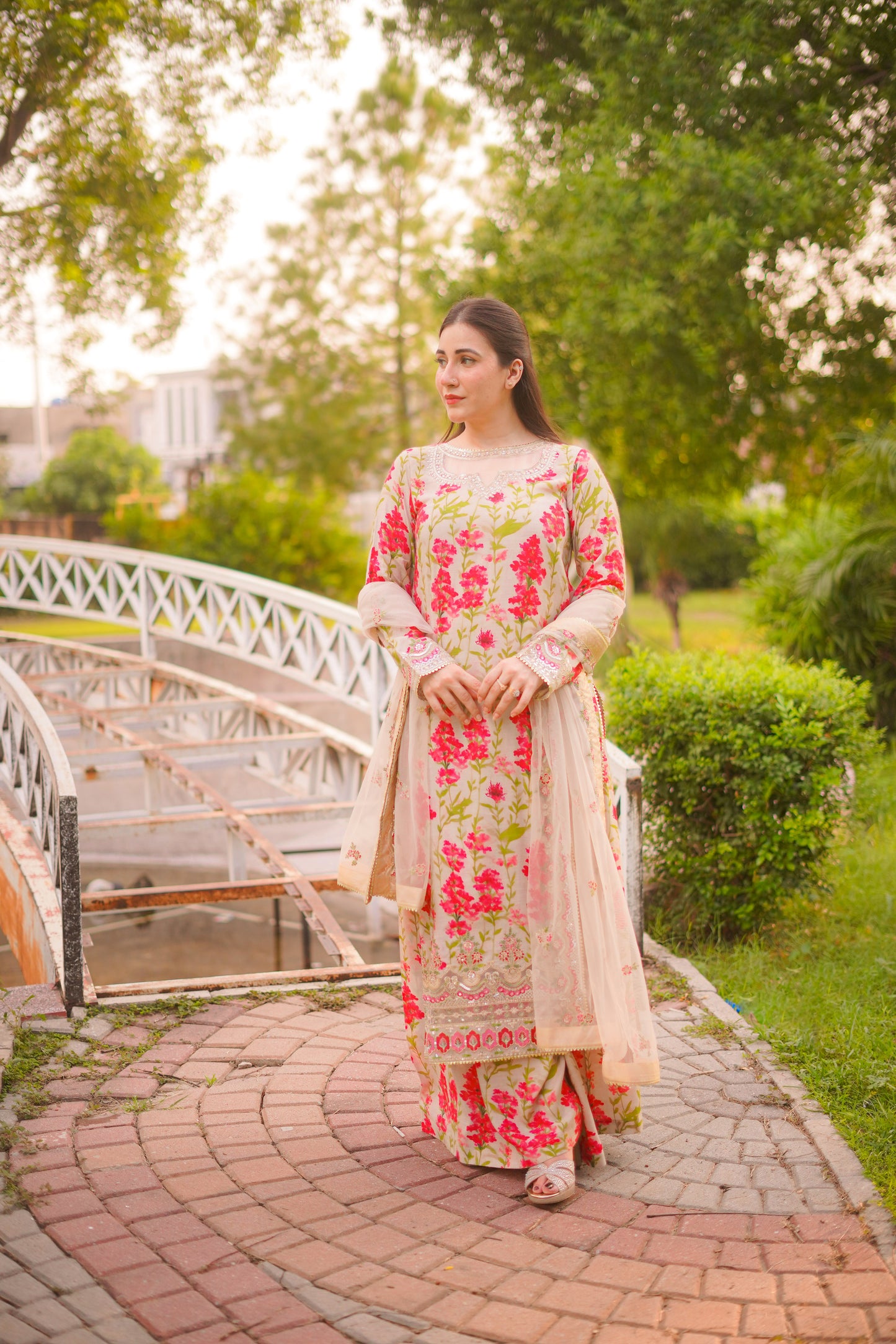 Rs 15500 Aneelas Stitched Raw silk Emb Shirt Trouser Net Emb Duppata 3pc [FC-06-A] [Dispatch Time 2 Months]