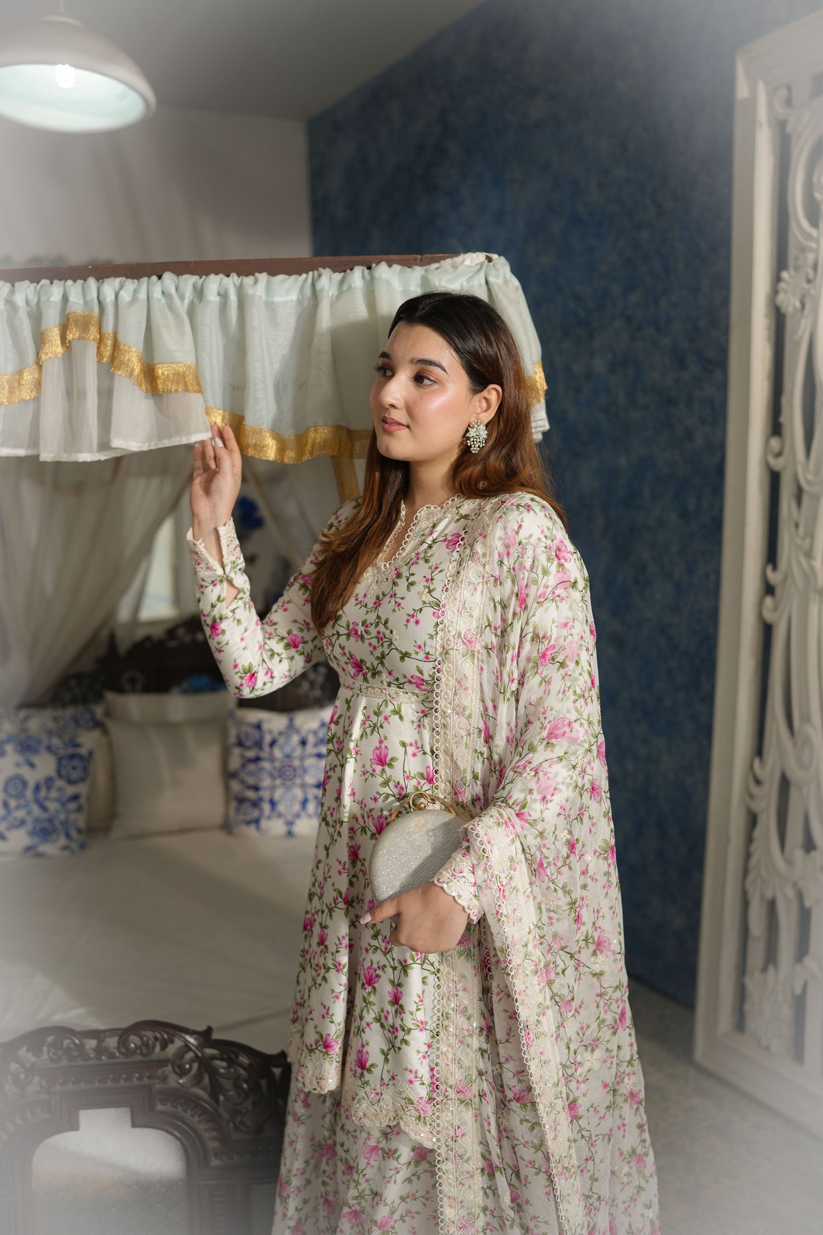 Aneelas Silk Printed 3pc With Chiffon Duppata [FC-39-A][Dispatch Time 2 Month]