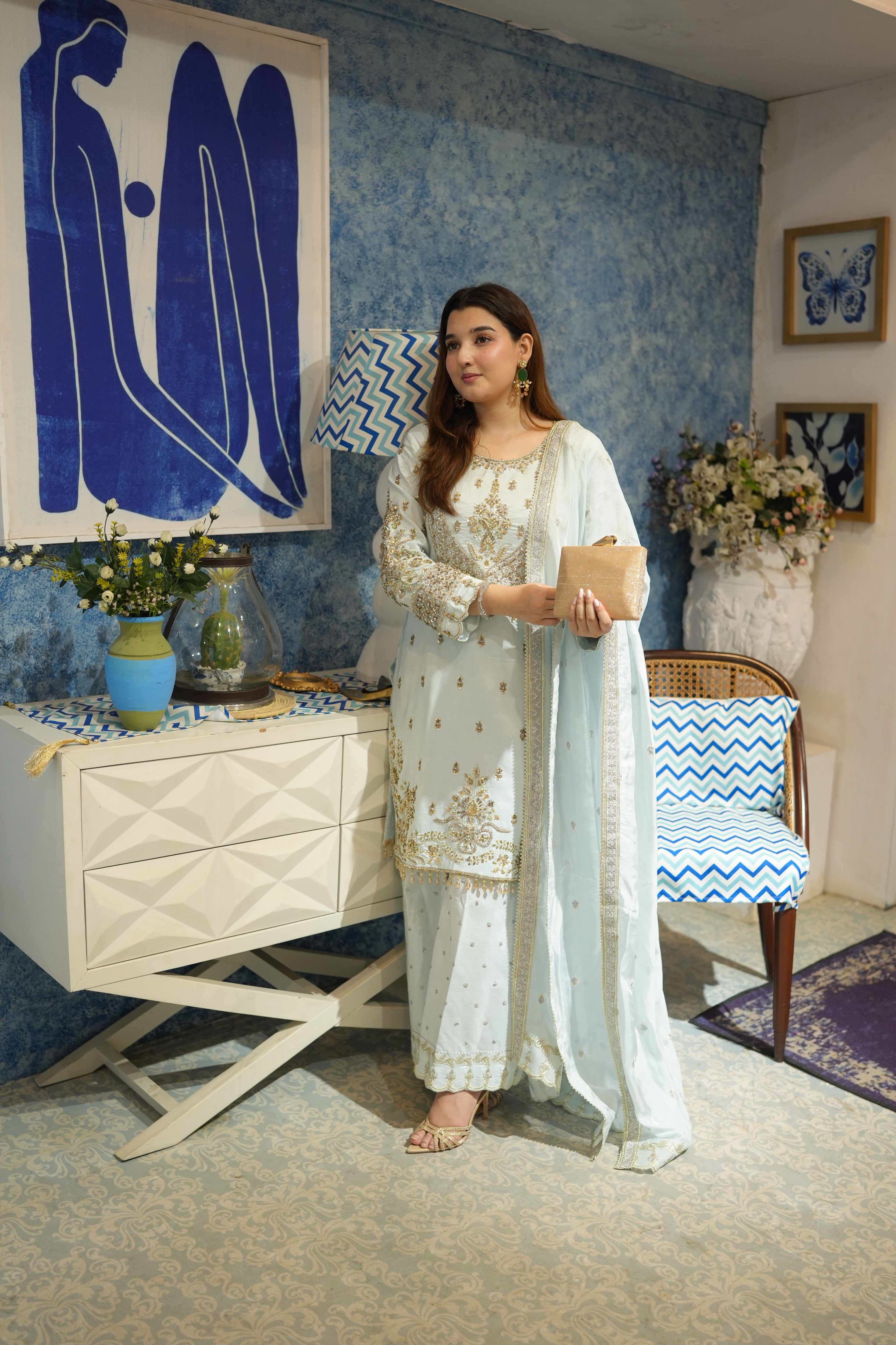 Rs 25500 Aneelas Stitched Wedding/Festive silk Ada Work 3pc [FC-41] [Dispatch time 2 month]