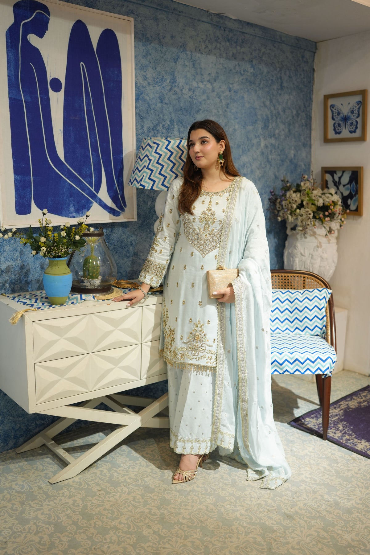 Aneelas Wedding/Festive silk Ada Work 3pc [FC-41] [Dispatch time 2 month]