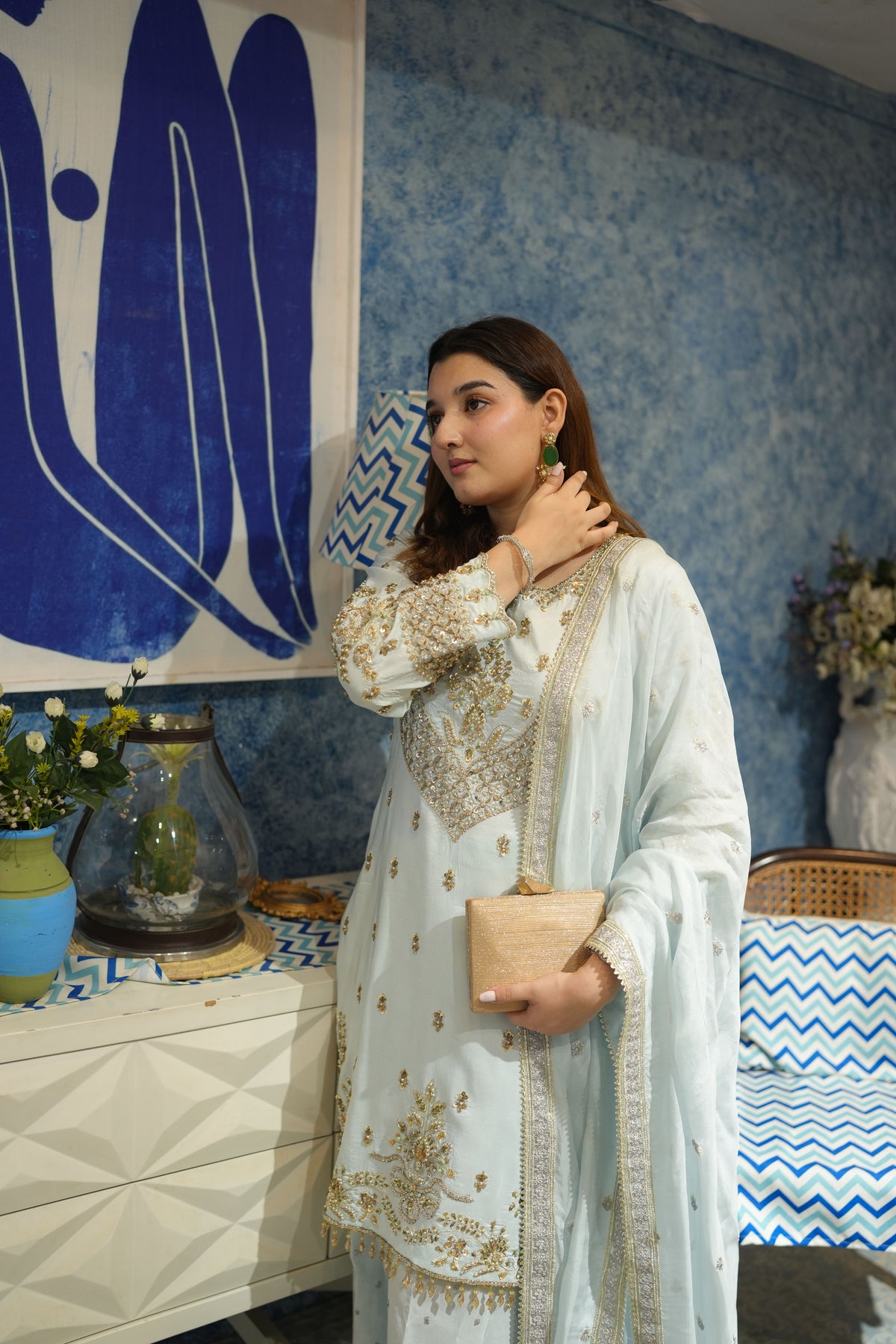 Aneelas Wedding/Festive silk Ada Work 3pc [FC-41] [Dispatch time 2 month]