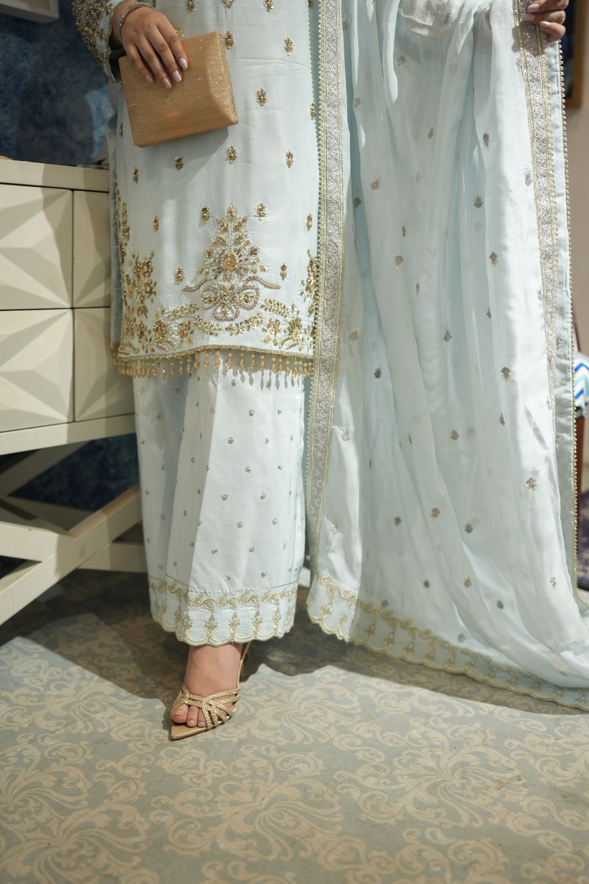 Aneelas Wedding/Festive silk Ada Work 3pc [FC-41] [Dispatch time 2 month]