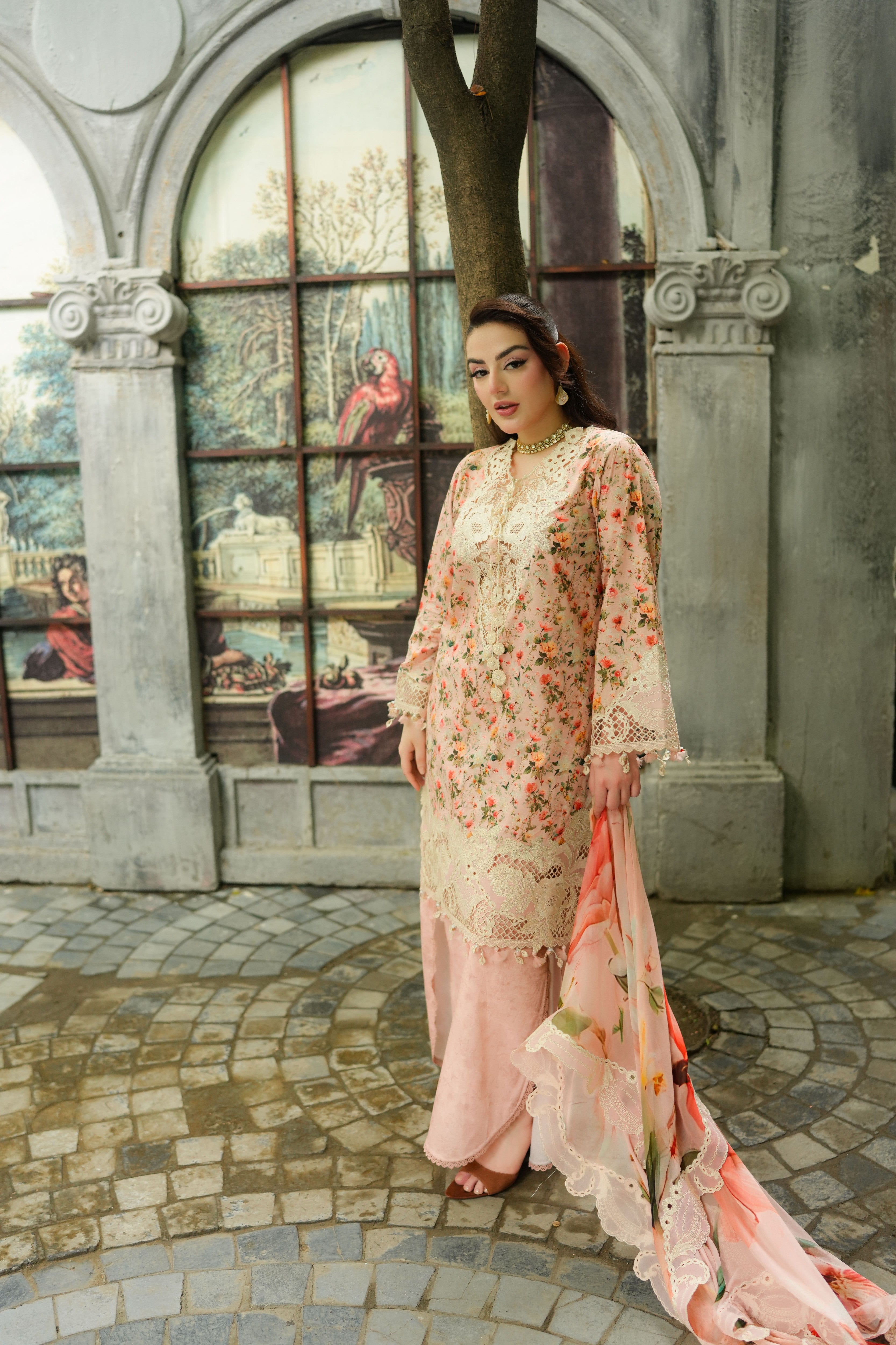 Rs 13500 Aneelas Stitched Viscose Print Emb 3pc Viscose Duppata [VC-26-04-A] [Dispatch Time 2 Months]